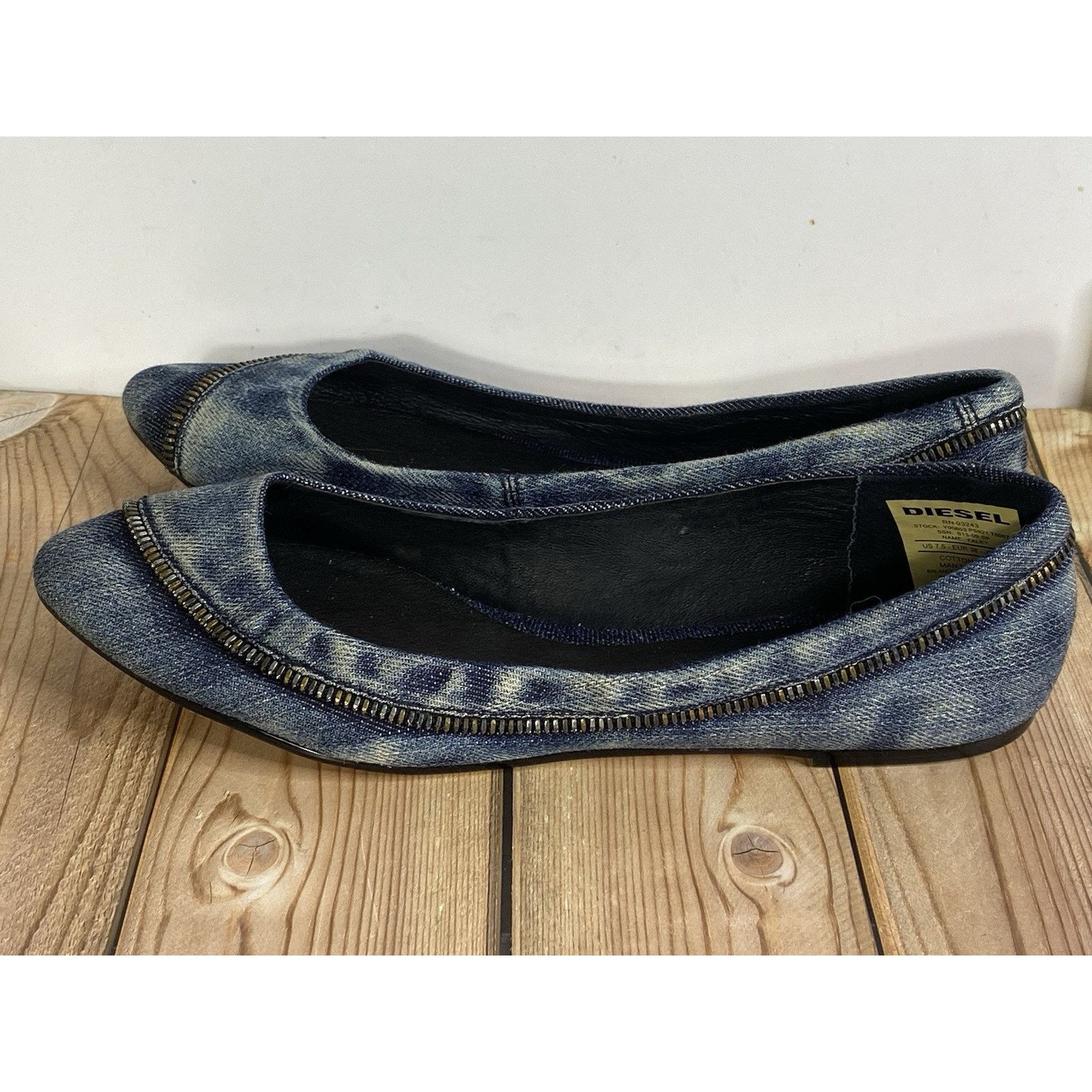 Diesel NWOT Diesel FALKY Women 7.5US Denim Blue Modern Ballet Shoes Size US 7.5 / IT 37.5 - 8 Thumbnail