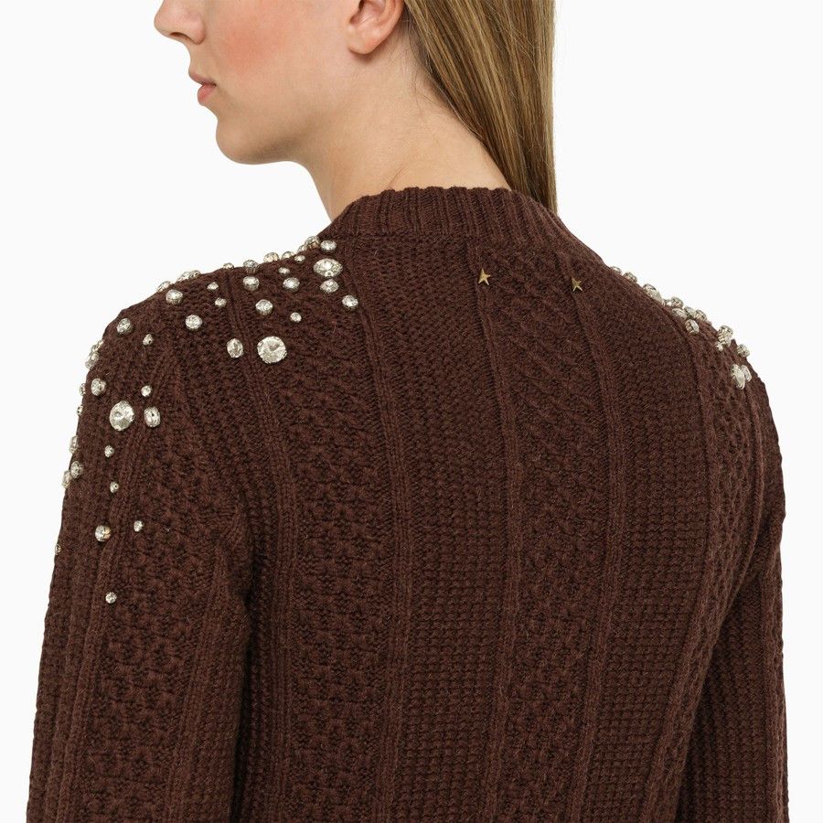 Golden Goose o1d2blof0824 Wool Sweater With Rhinestones in Brown Size XS / US 0-2 / IT 36-38 - 4 Thumbnail