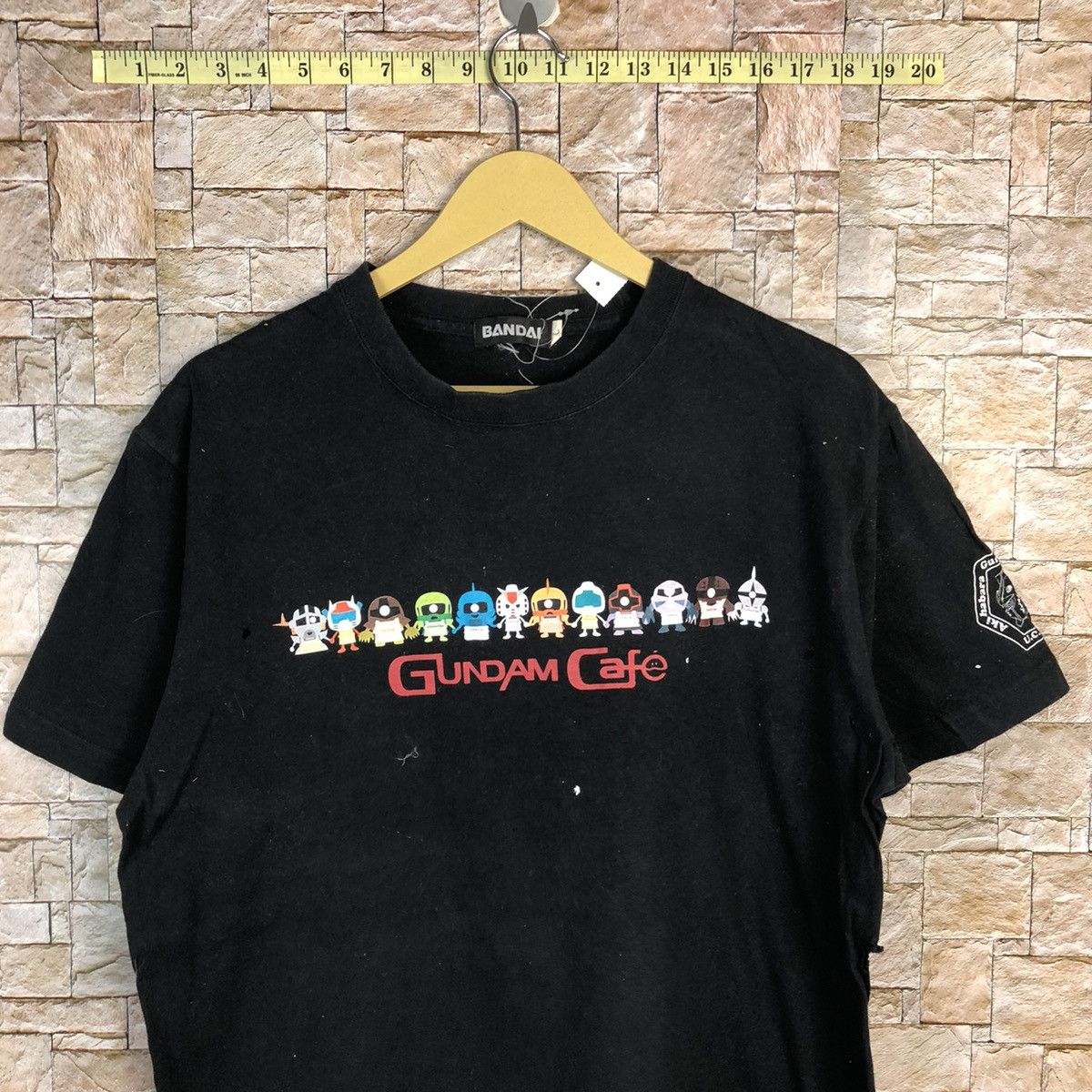 Japanese Brand Ripped distressed Bandai Gundam Cafe Black Tshirt #A493 Size US M / EU 48-50 / 2 - 2 Thumbnail