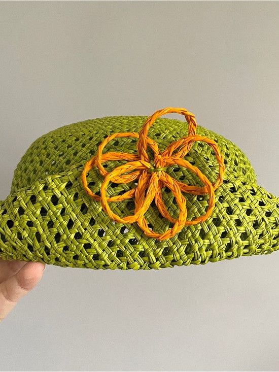 Vintage Vintage Green Seagrass Straw Half Hat - One Size Size ONE SIZE - 7 Thumbnail