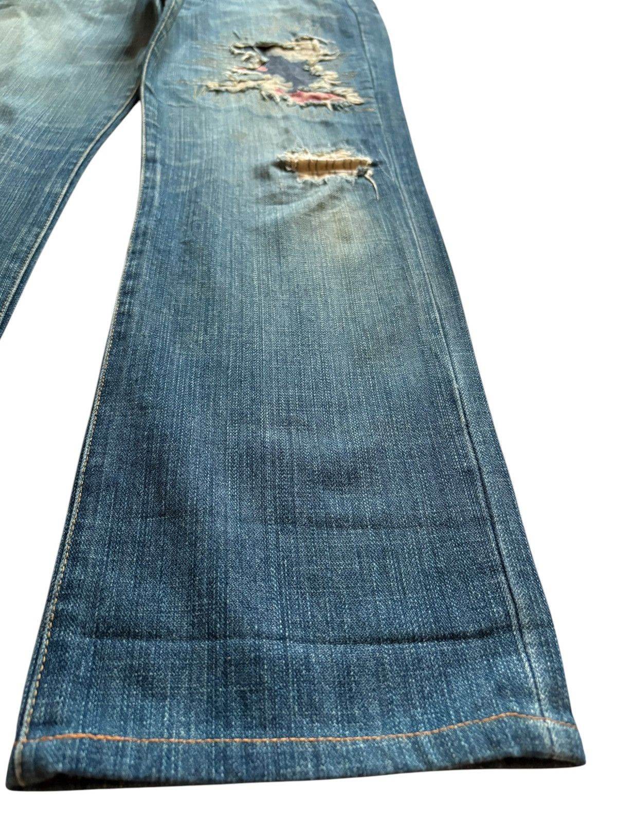 Japanese Brand Vintage Japanese Brand Mud Wash Sashiko Patched Baggy Jeans Size US 33 - 7 Thumbnail
