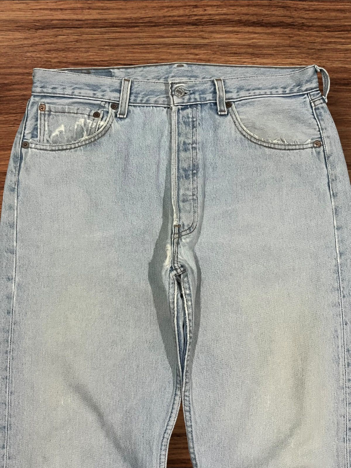 Levi's × Levi's Vintage Clothing Vintage 90s Levi’s 501 Light Blue Washed Button Fly Jeans Size US 33 - 4 Thumbnail