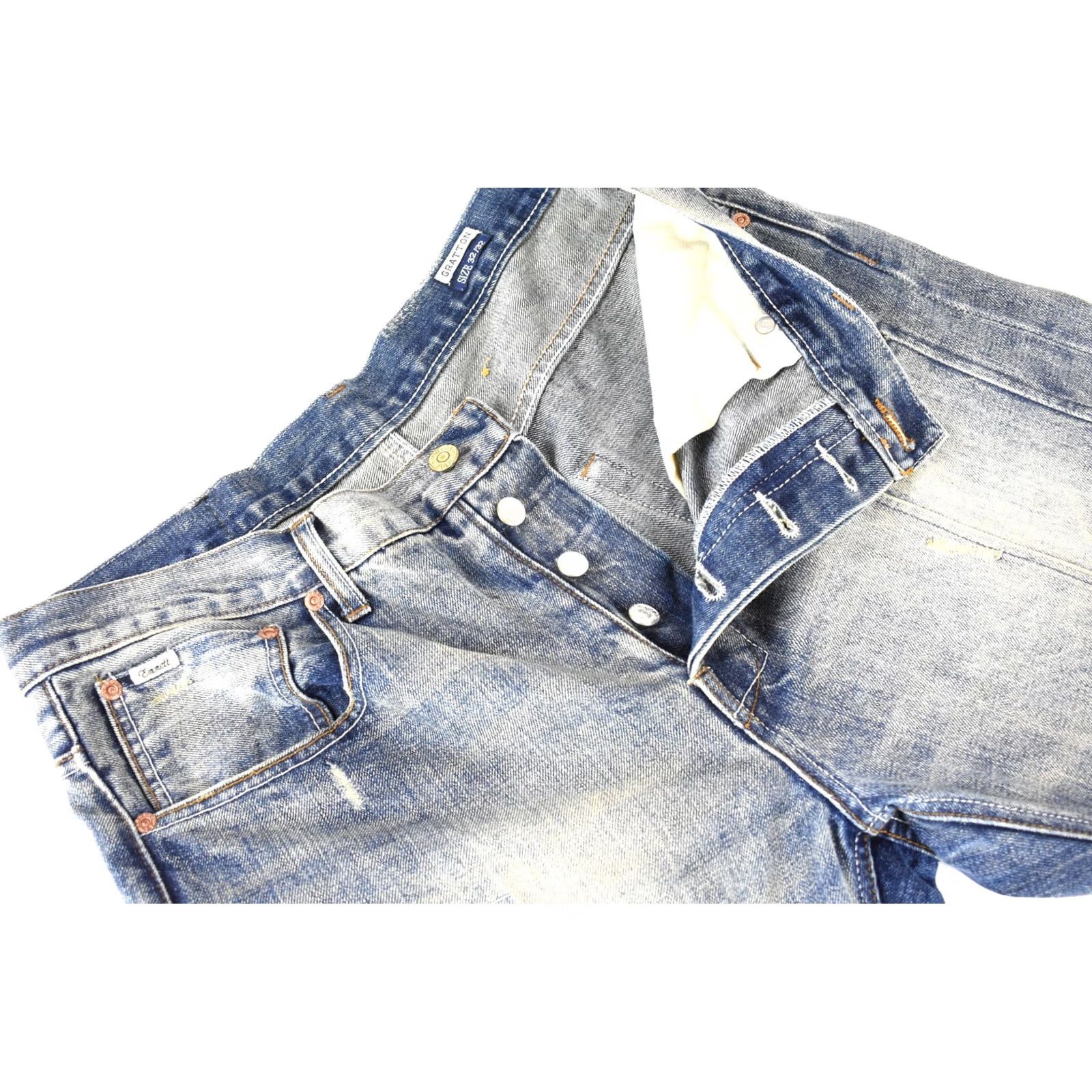 Emmett Emmett Jeans Men's W32/L32 Selvedge Ripped Faded Button Fly Blue Slim Denim Size US 32 / EU 48 - 5 Thumbnail