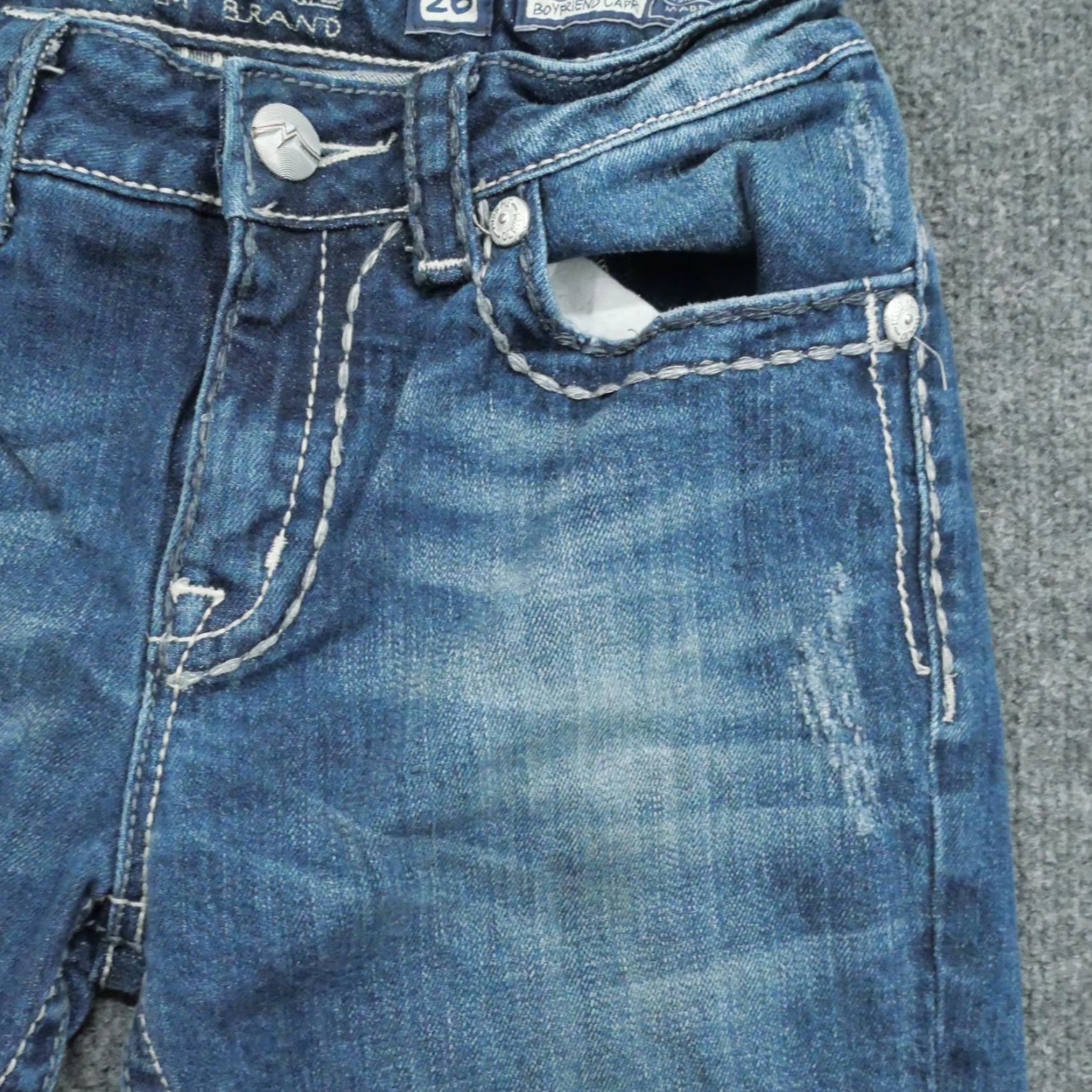 Miss Me Miss Me Jeans Womens 26 28x25 Blue Boyfriend Capri McBling Size 26" / US 2 / IT 38 - 6 Thumbnail