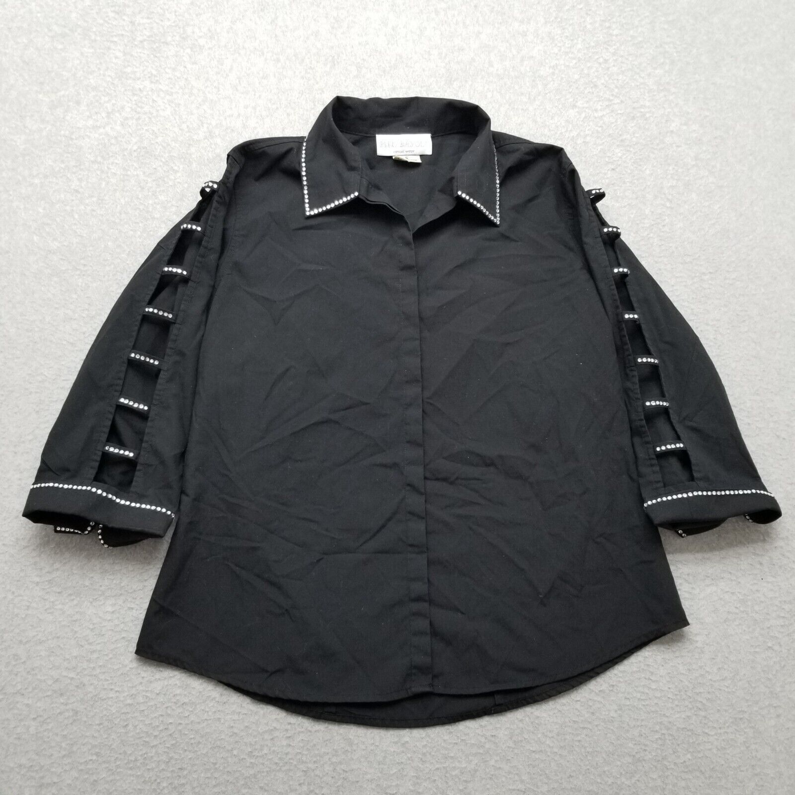 Other Blue Bayou Shirt Womens Small Black Button Up Rhinestone Size S / US 4 / IT 40 - 1 Thumbnail