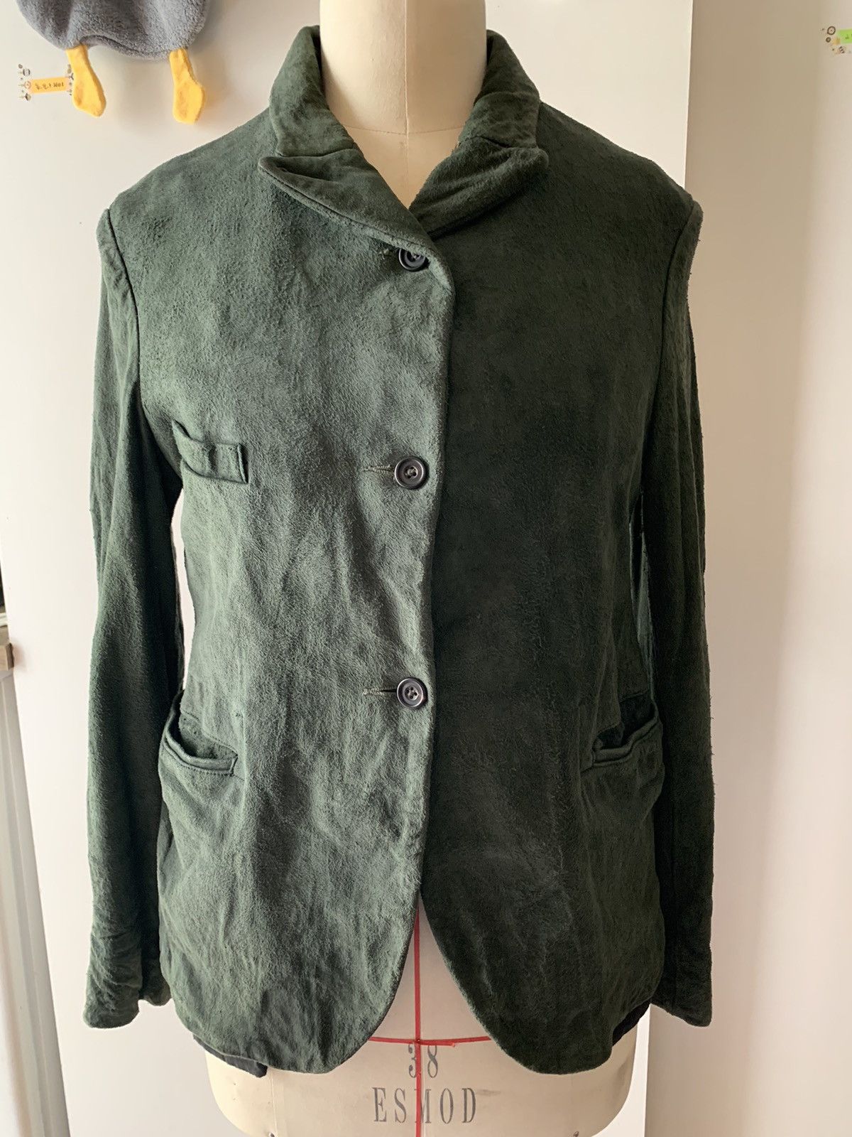 Paul Harnden Shoemakers Paul Harnden Moss Green Leather Blazer Size 44S - 1 Thumbnail