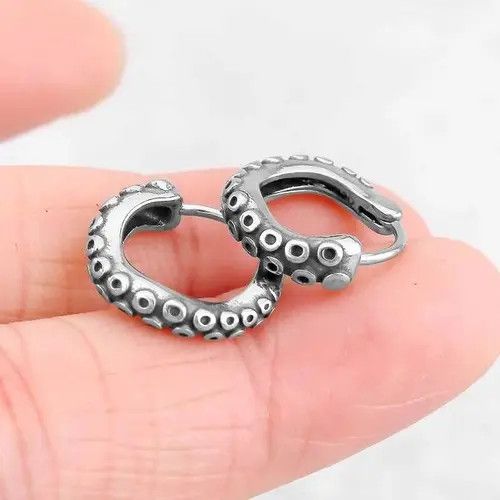 Post Game Men's ring earrings with octopus tentacles Size ONE SIZE - 3 Thumbnail