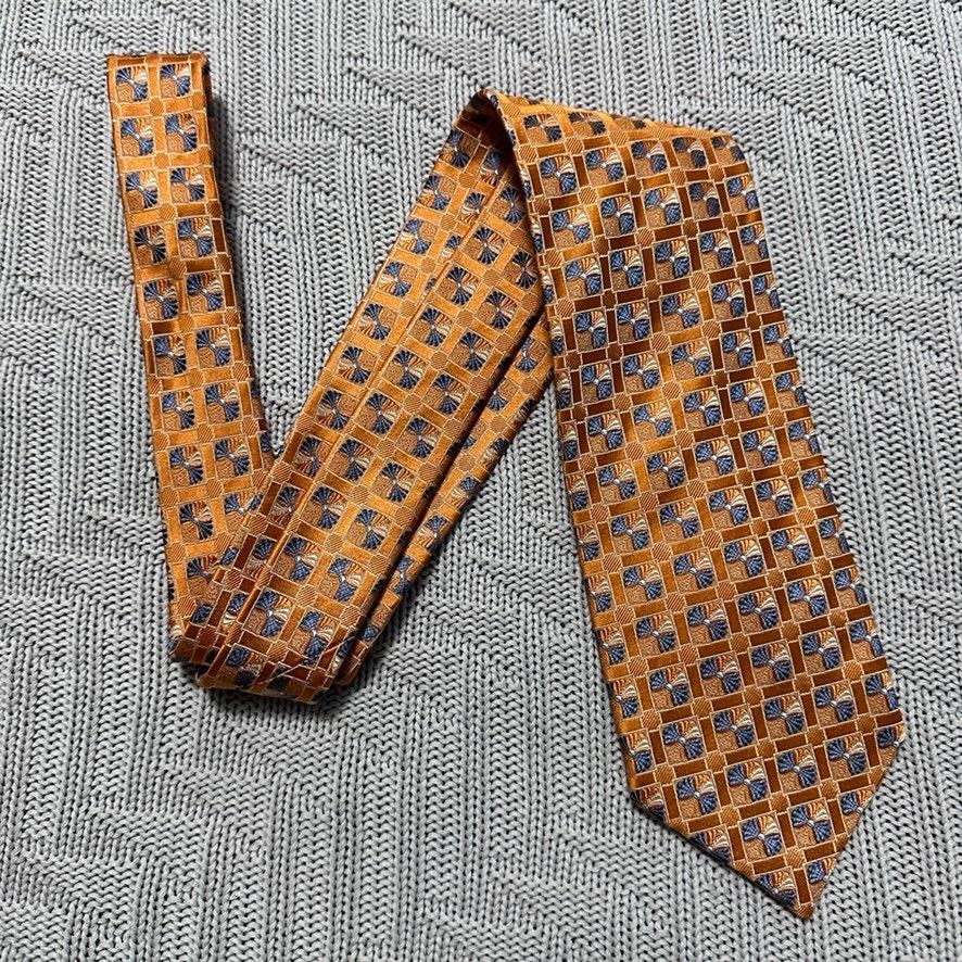 Ermenegildo Zegna Ermenegildo Zegna orange fan printed geometric silk tie Size ONE SIZE - 1 Thumbnail