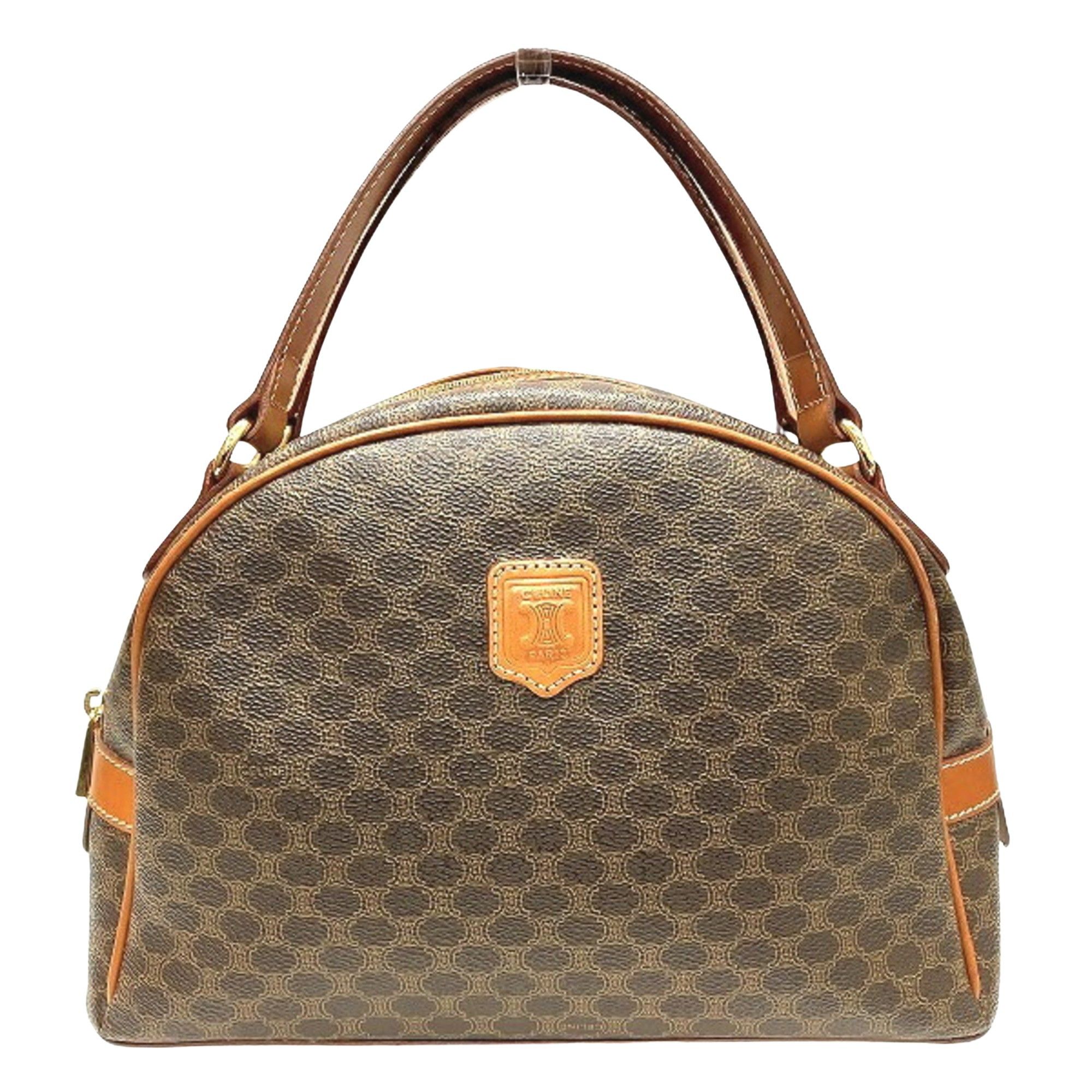 image of Celine Céline Macadam Handbag in Brown, Women's