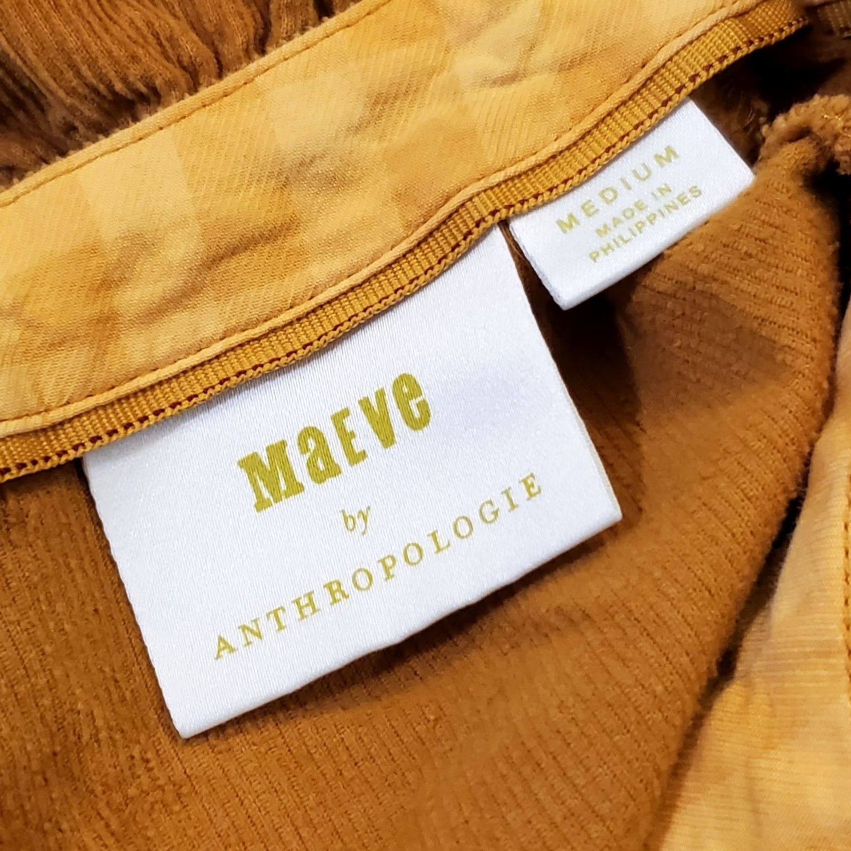 Vintage Anthropologie Maeve Maria Shirt Womens M Yellow Corduroy Tunic Top Sleeve Size M / US 6-8 / IT 42-44 - 6 Thumbnail