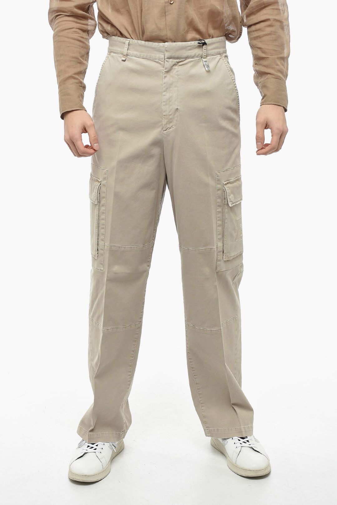 image of Fendi Og1Mm0424 Stretch Cotton Nitrous Cargo Pant In Beige, Men's (Size 30)