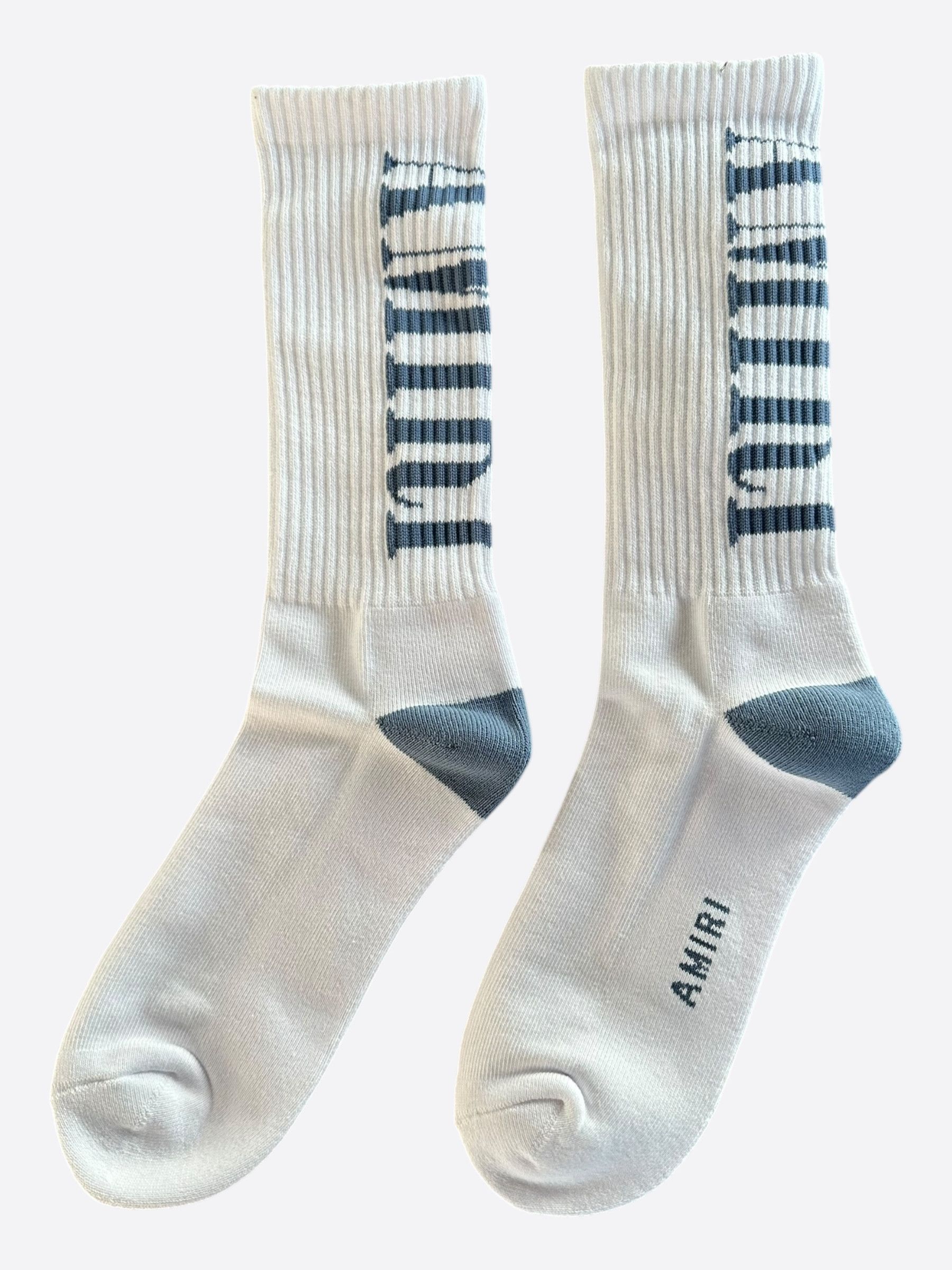 Amiri Amiri White & Blue Core Logo Socks Size ONE SIZE - 2 Thumbnail