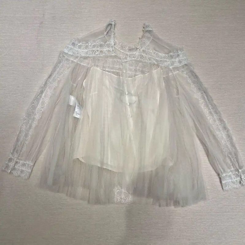 Dior Dior Sheer Long Sleeve White Top for Women 0089 Size M / US 6-8 / IT 42-44 - 1 Thumbnail