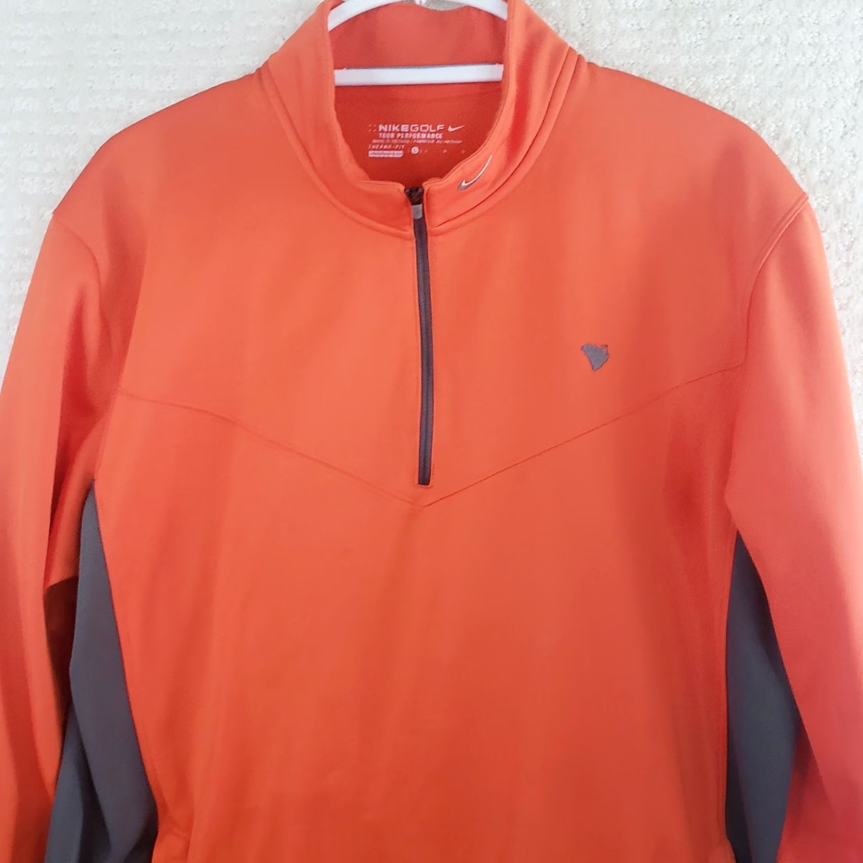 Nike Nike Golf Mens M Orange Tour Performance Therma-Fit 1/4 Zip Pullover SC Logo Shirt Size US L / EU 52-54 / 3 - 5 Thumbnail