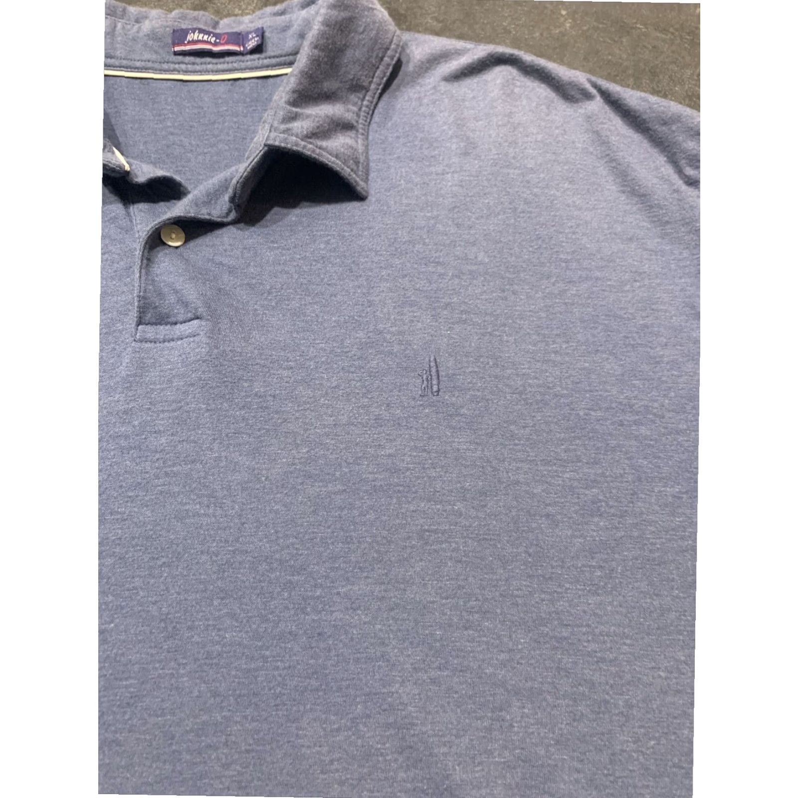 johnnie-O VINTAGE Johnnie-O Cotton Polo Embroidered Logo XL Blue Gray Striped Mens Short Sleeve Classic Golf Breathable Size US XL / EU 56 / 4 - 4 Thumbnail