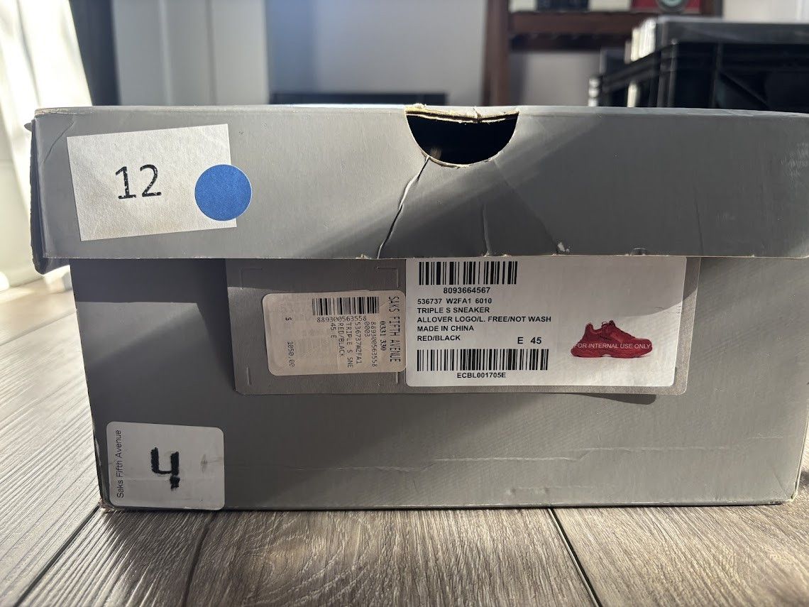 Balenciaga Triple S Sneaker 'Allover Logo - Red' Size US 12 / EU 45 - 2 Thumbnail