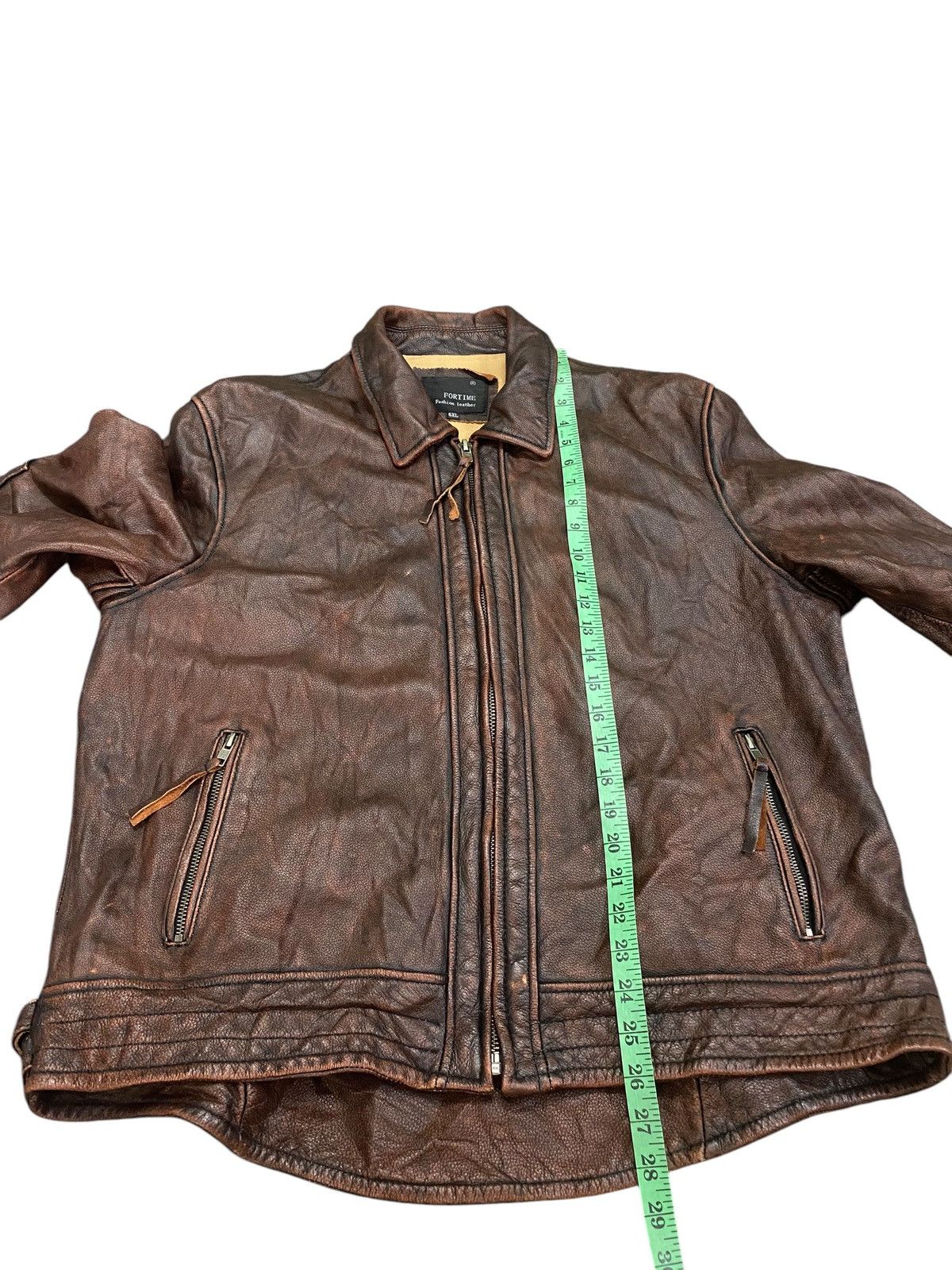 Genuine Leather × Leather Vintage Fortime Fashion Leather Zipper Jacket Size US XL / EU 56 / 4 - 14 Thumbnail