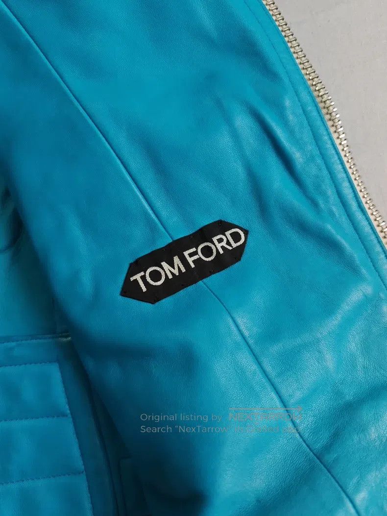 Tom Ford Tom Ford Leather Biker Jacket, Turquoise, Nubuck Lamb Leat Size US M / EU 48-50 / 2 - 3 Thumbnail