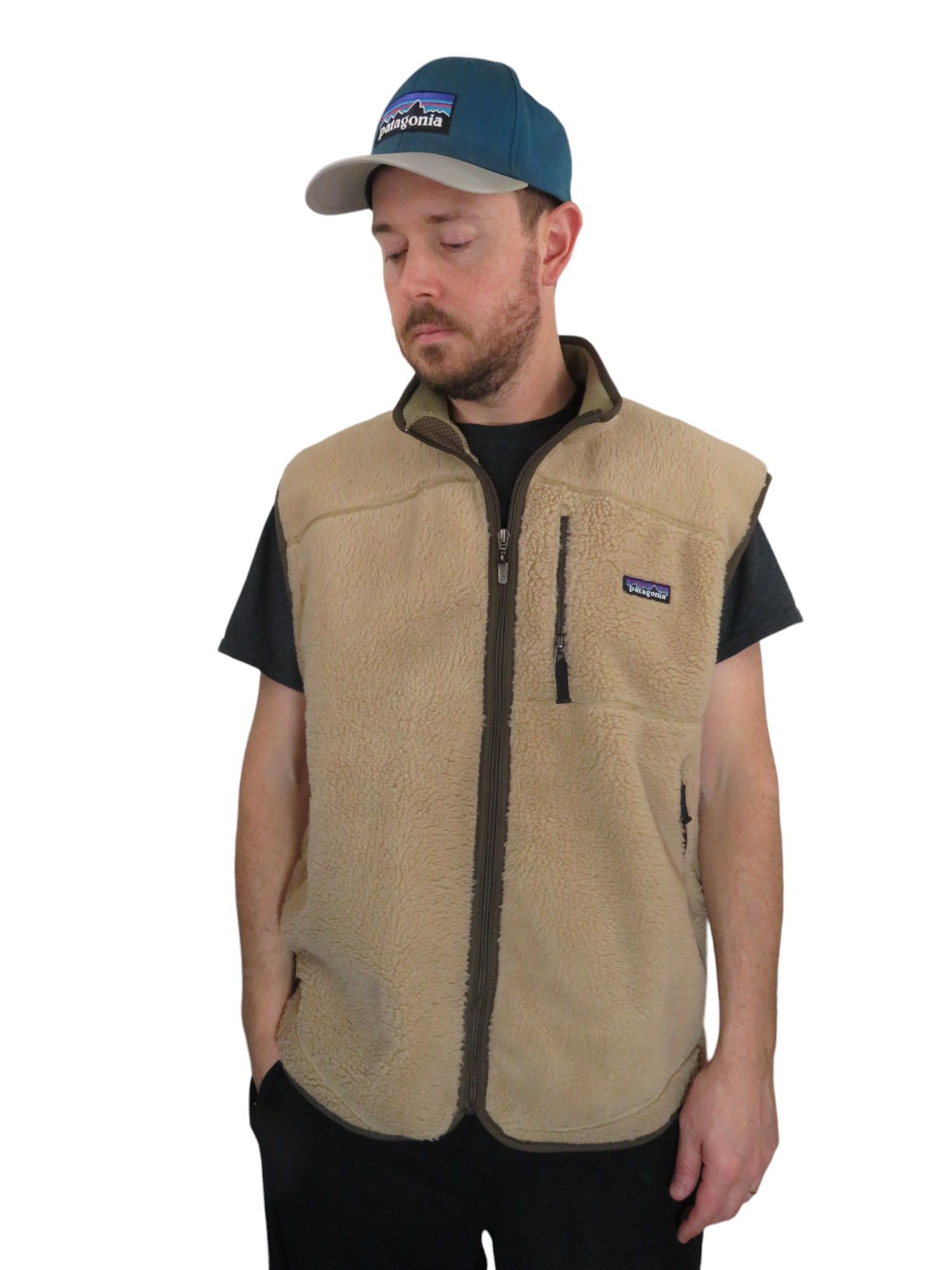image of Carhartt x Patagonia Deep Pile Retro X Oatmeal Y2K Fleece Vest Mens Xl