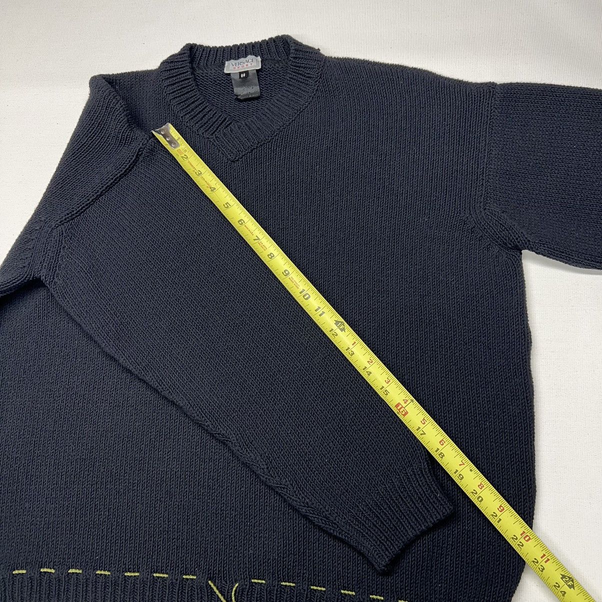 Versace × Vintage VTG Versace Sport Sweater Black Knit Alias V Neck Pullover Size US XL / EU 56 / 4 - 15 Thumbnail