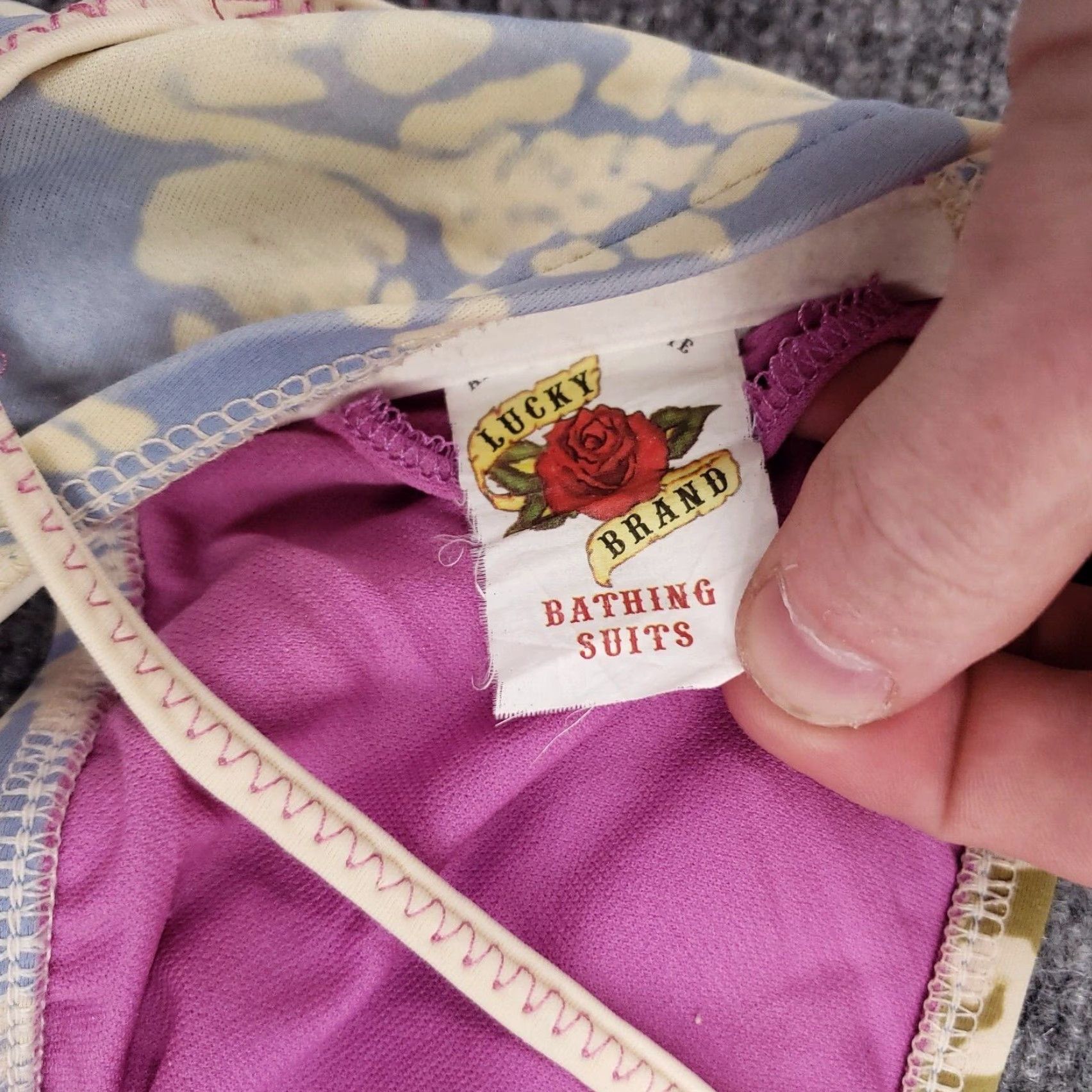 Lucky Brand Lucky Brand Bikini Top Womens M Medium Blue Floral Halter Back Strap Swimwear Size M / US 6-8 / IT 42-44 - 3 Thumbnail