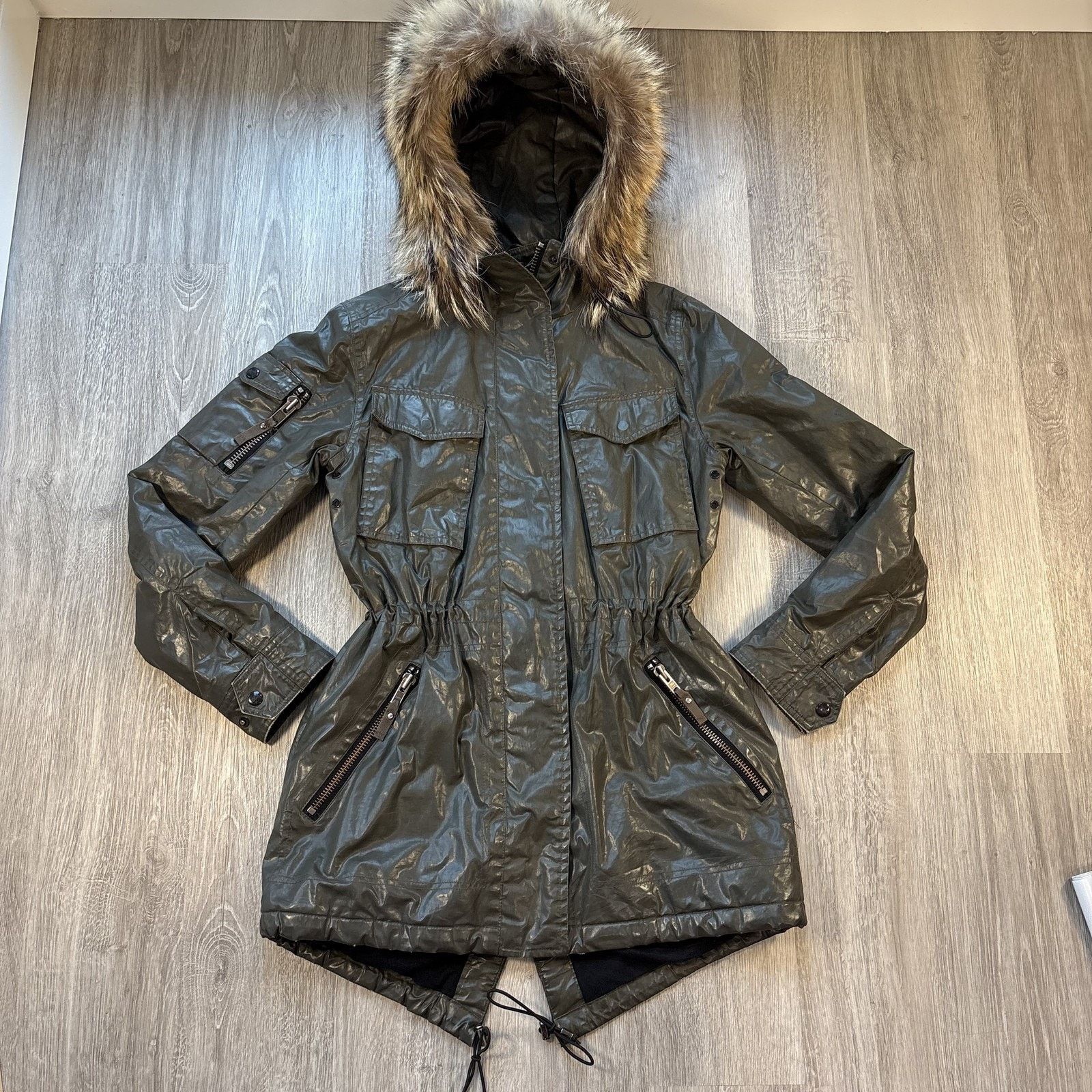 SAM. SAM New York Women's Coated Cotton Parka Coyote Fur Jacket S Size S / US 4 / IT 40 - 2 Thumbnail