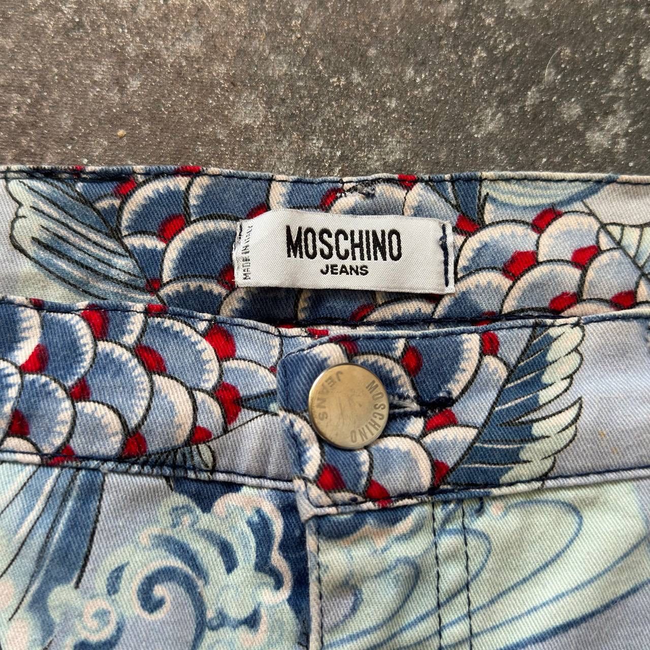 Moschino Moschino Retro Y2K Japanese Koi Fish Oriental Flared Pants Size 29" - 12 Thumbnail
