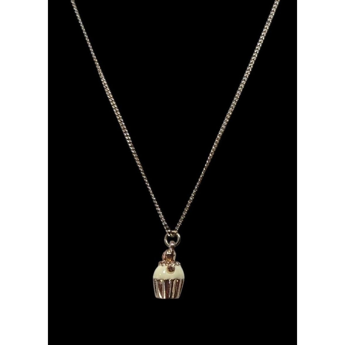 Other Dainty Rhinestone Cupcake Pendant Necklace Rose Gold Tone Size ONE SIZE - 2 Thumbnail