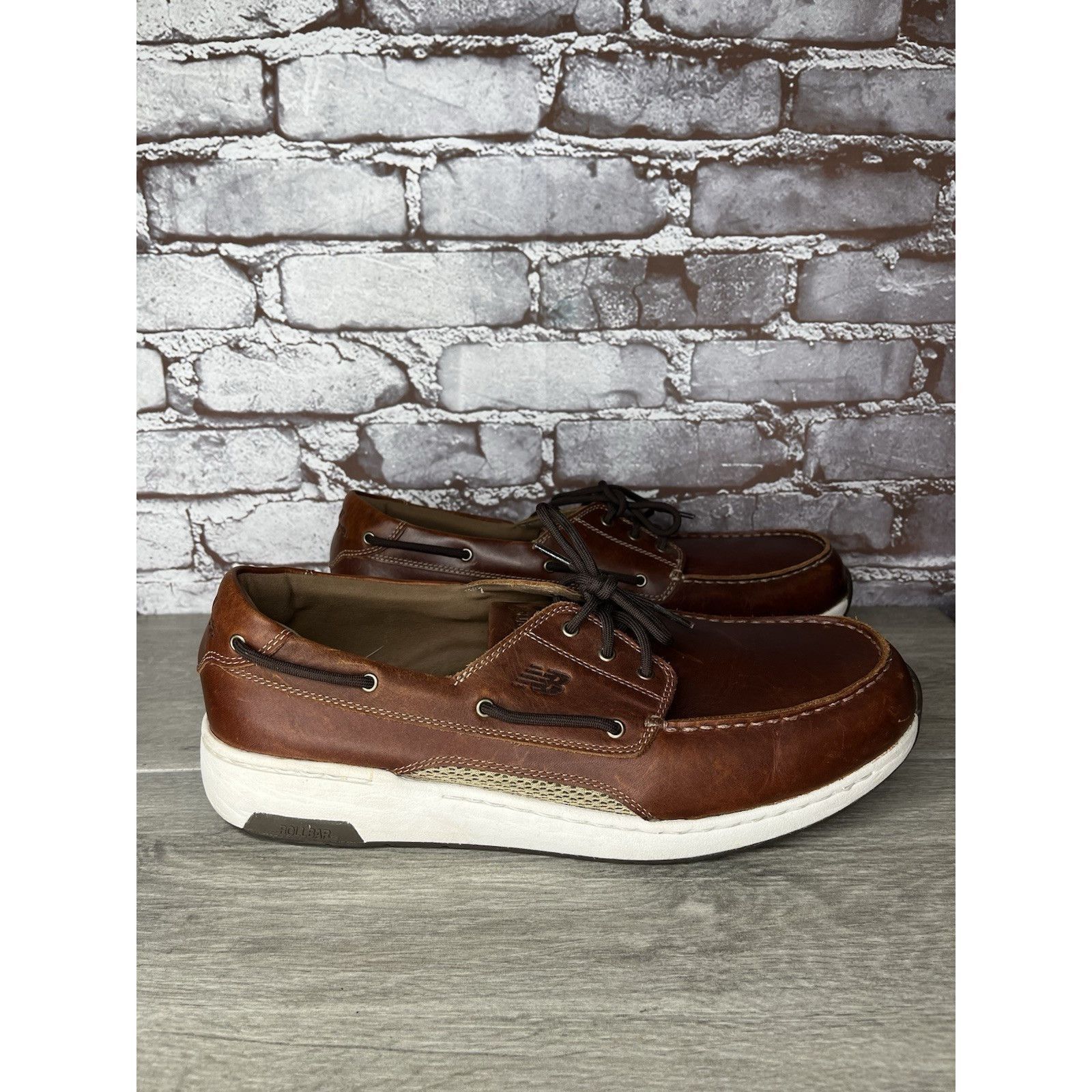 New Balance New Balance Brown Leather Lace Walking Deck Loafers Men Sz 1 Size US 12.5 / EU 45-46 - 19 Thumbnail