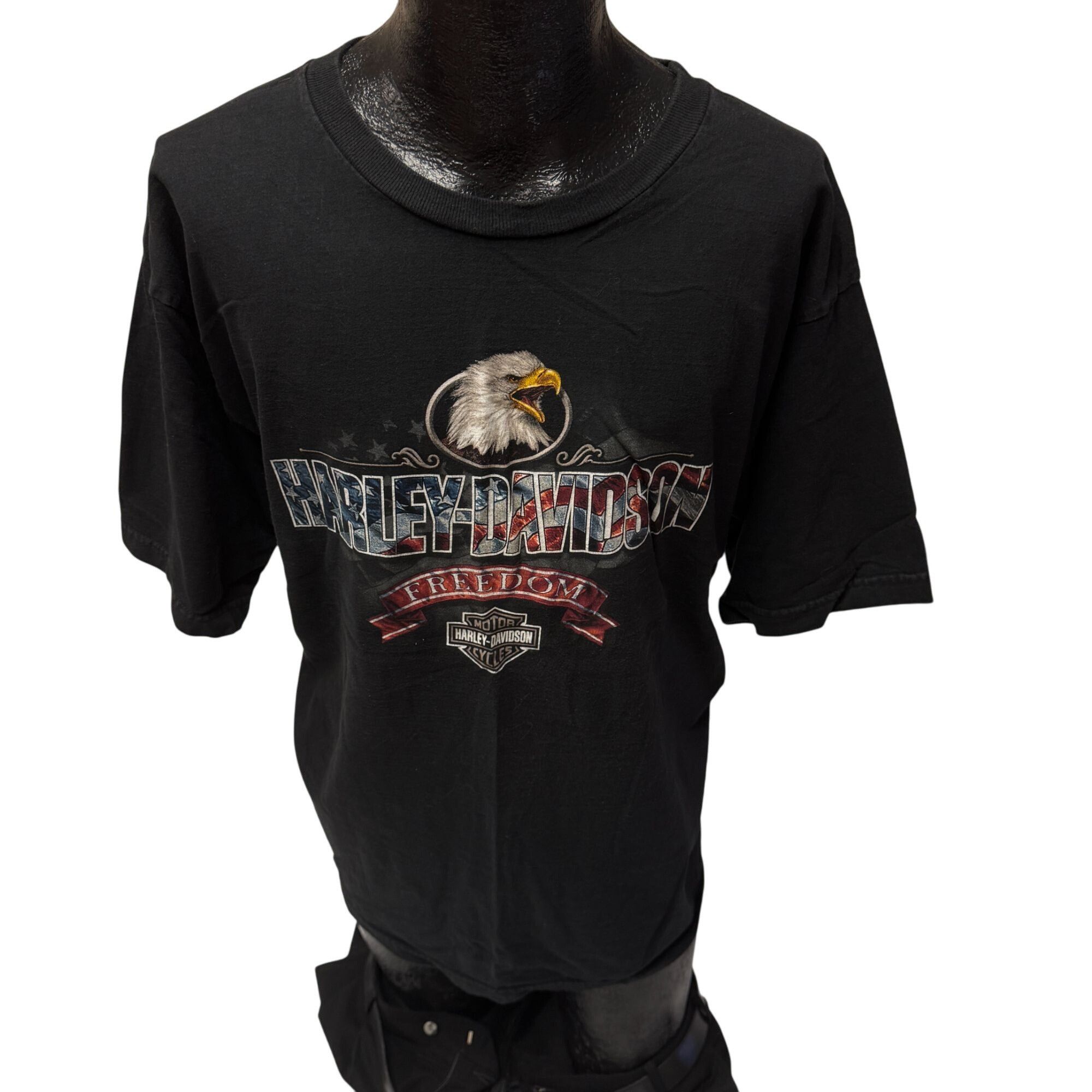 Harley Davidson Motorcycle EAGLE American FLAG Spellout USA FREEDOM Biker T Size US XXL / EU 58 / 5 - 2 Thumbnail