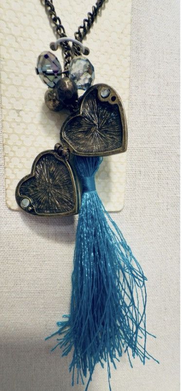 Disney Disney Parks Heart Locket Necklace with Blue Tassel – 20” Size ONE SIZE - 5 Thumbnail