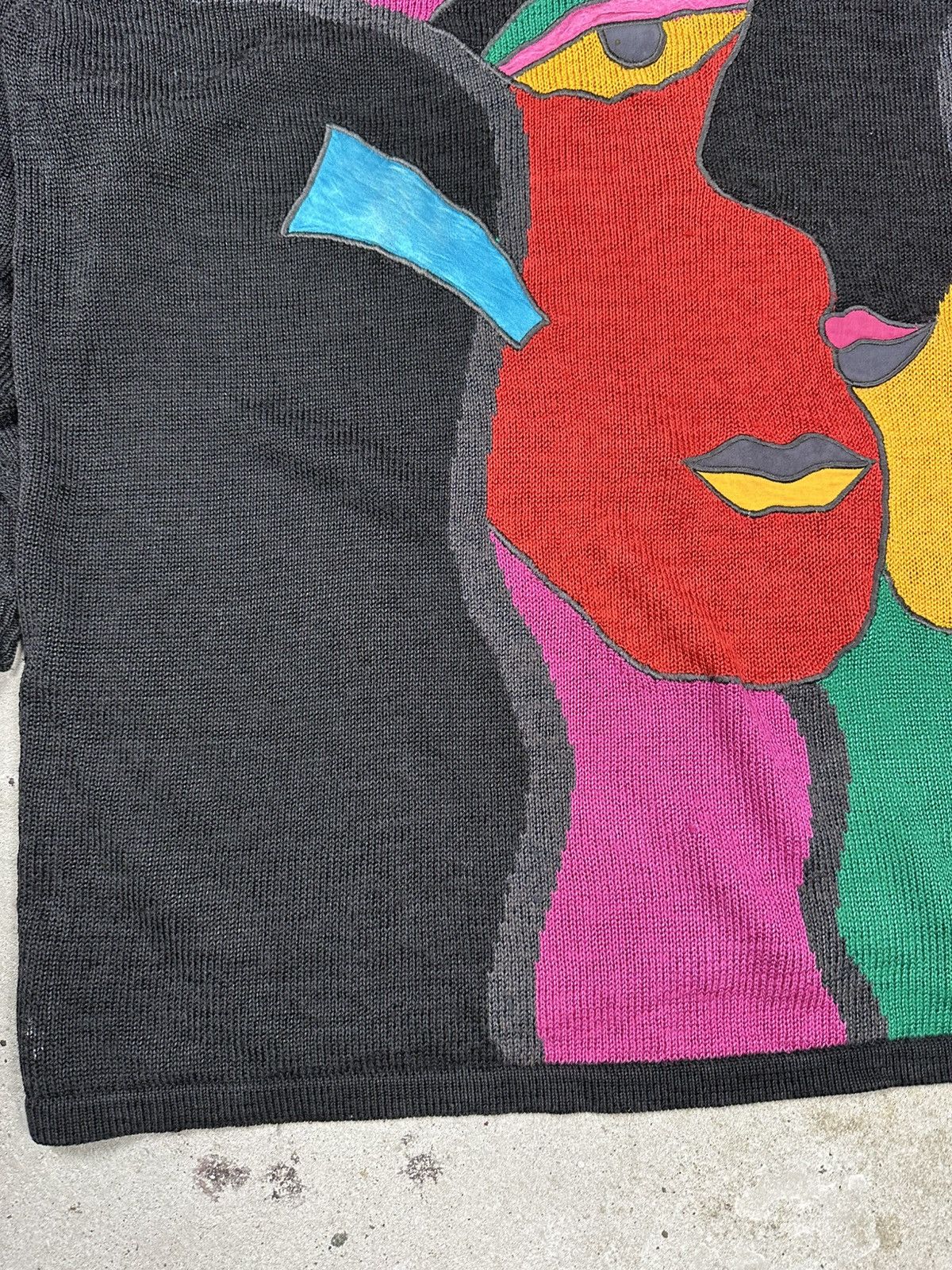 Japanese Brand × Vintage Vintage 80s Pop Art Mosaic Picasso Sweater Jumper Size US XL / EU 56 / 4 - 4 Thumbnail