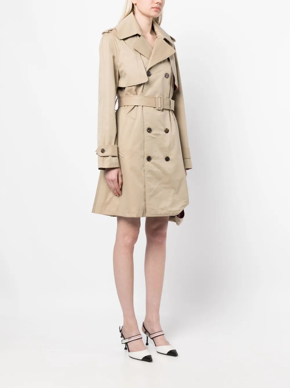 Undercover o1mle0525 Belted Waist Trench Coat in Beige Size XS / US 0-2 / IT 36-38 - 3 Thumbnail