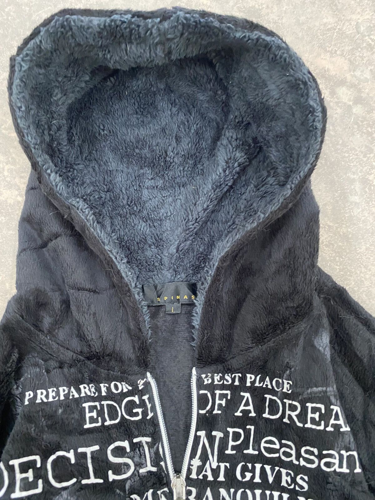 Le Grande Bleu (L.G.B.) 2000s -Spinash Fleece Poem Zipper Hoodie Grunge Punk Lgb Size US L / EU 52-54 / 3 - 7 Thumbnail