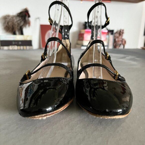 Miu Miu Miu Miu Patent Leather Triple Strap Mary Jane Flats Size US 7 / IT 37 - 2 Thumbnail