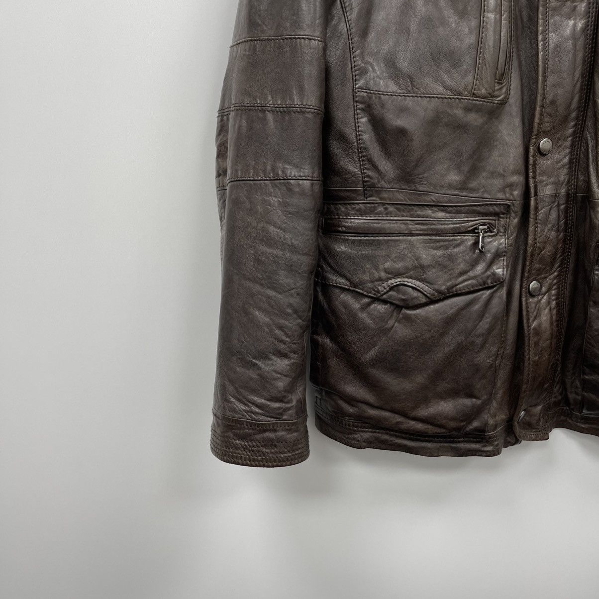 Hugo Boss Hugo Boss Noakh Lamb Leather Pocket Jacket Brown Size US M / EU 48-50 / 2 - 7 Thumbnail