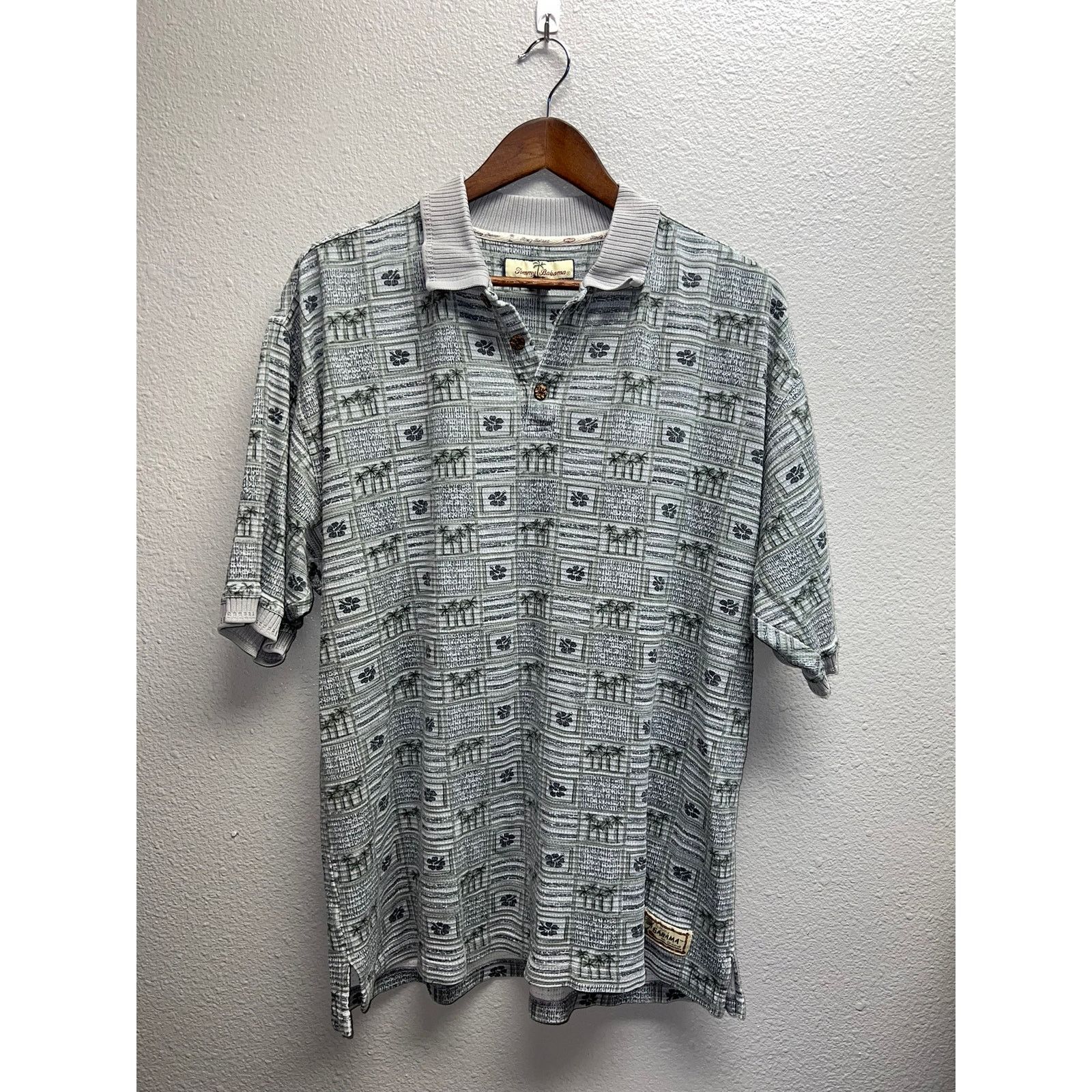 Tommy Bahama Tommy Bahama Gray Polo Shirt Top Palm Tree 2000s X-Large XL Size US XL / EU 56 / 4 - 1 Thumbnail