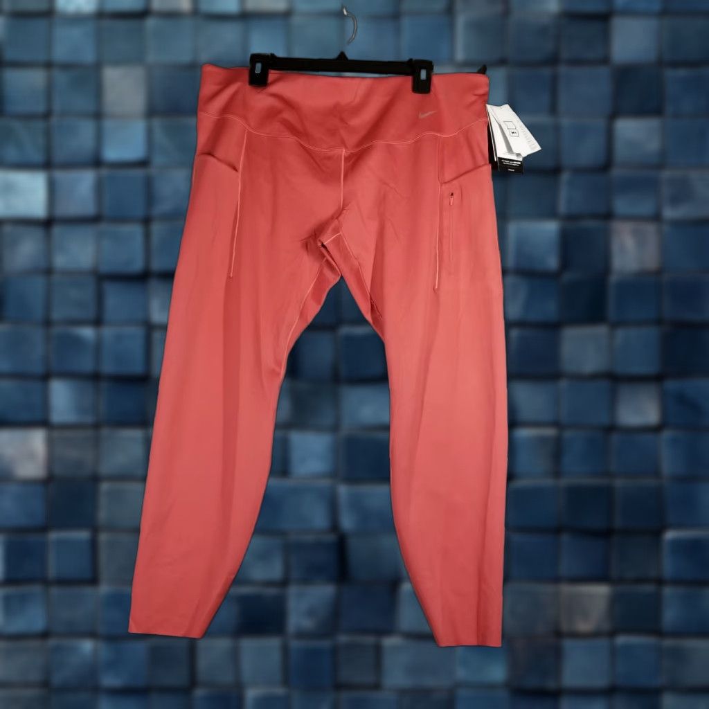 Nike Nike Go Dri-FIT Running Leggings Womens 2X Plus Coral Pink Zip Pockets High Rise Activewear 27.5 Inseam Mens? No gender: Women Size 40" / US 18 - 1 Thumbnail