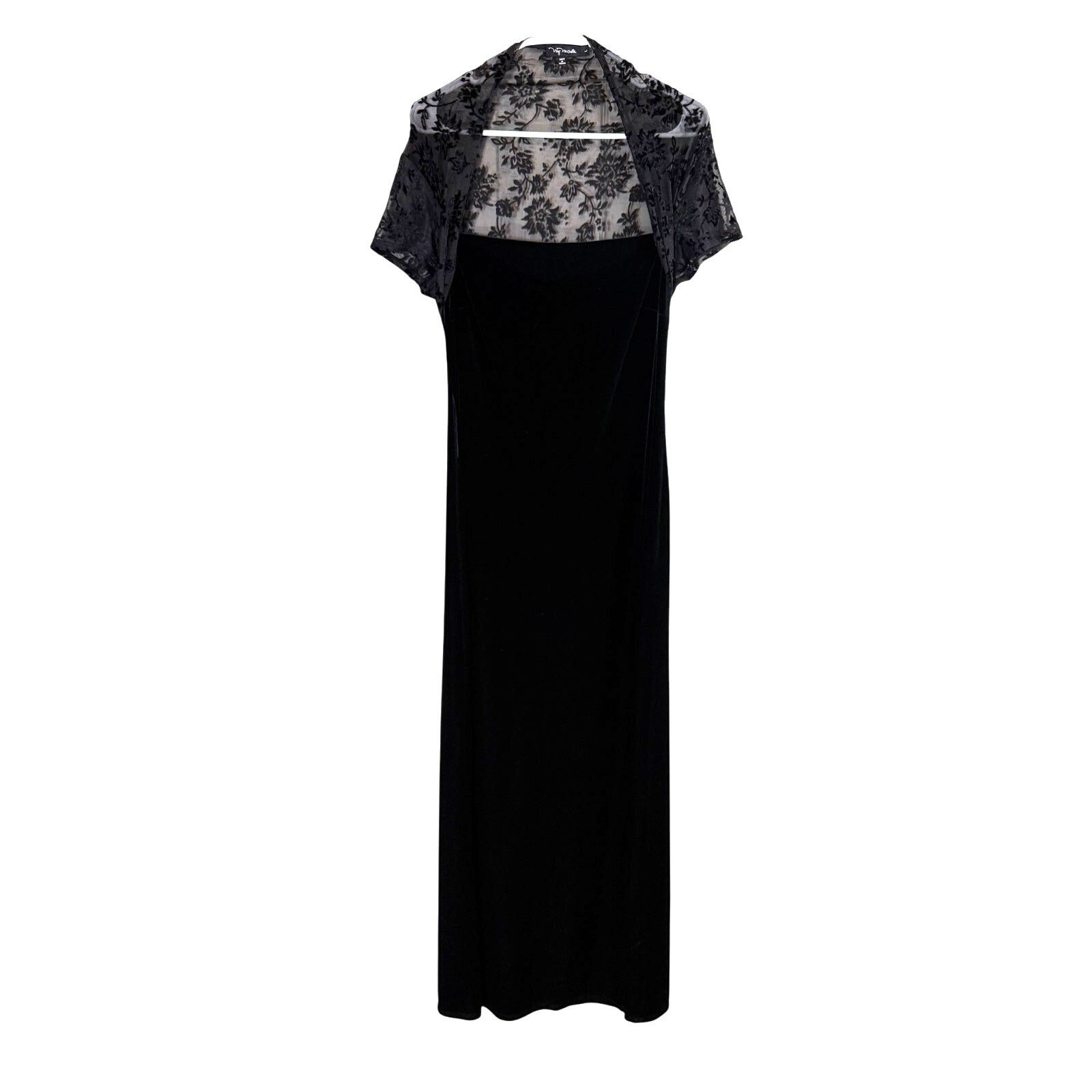 Vintage Vtg Y2K 90s My Michelle Black Burnout Velvet Maxi Dress Size L / US 10 / IT 46 - 1 Thumbnail