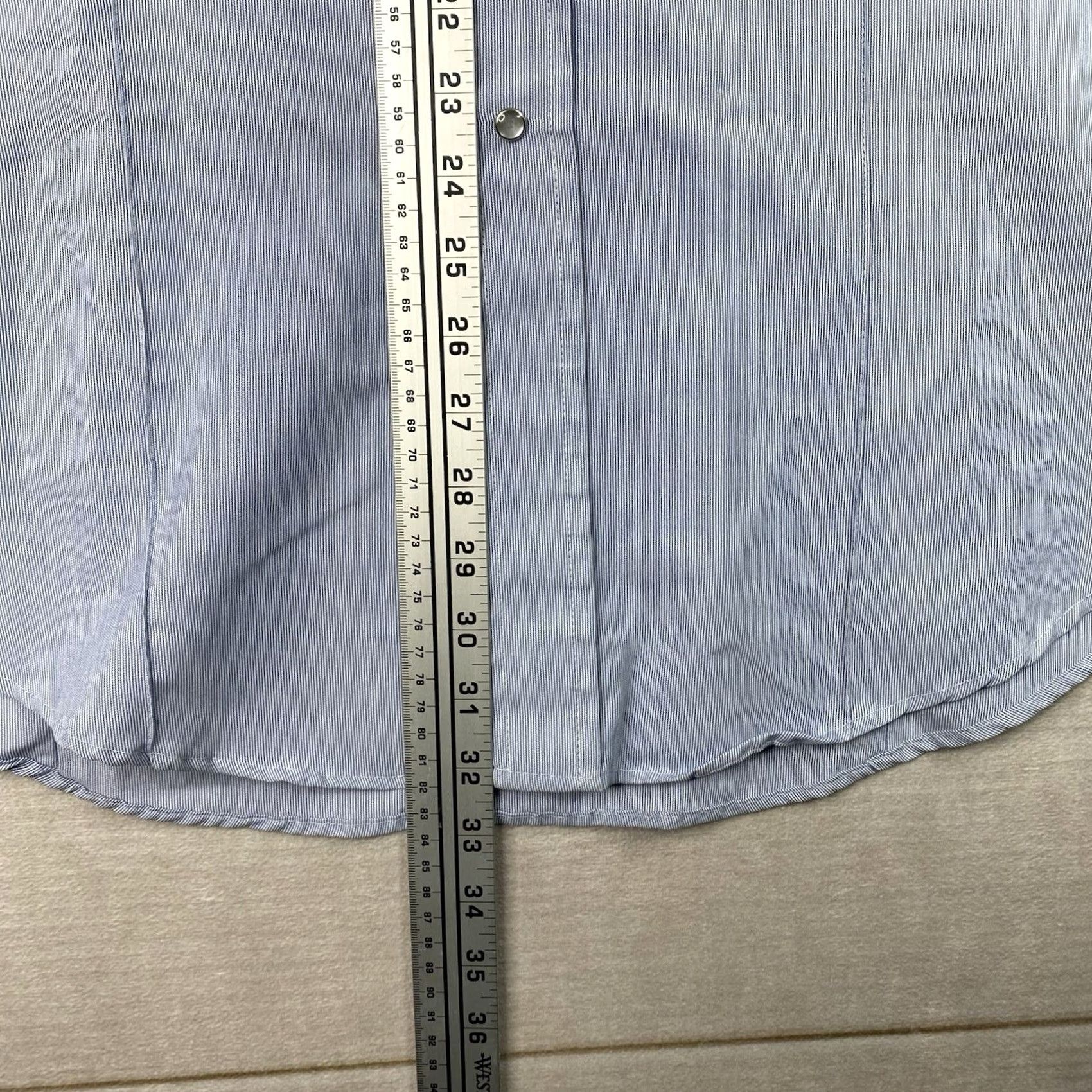 Vintage Tem Tex Western Shirt Mens 2XL Blue Micro Stripe Pearl Snap Pockets Cowboy Vtg Size US XXL / EU 58 / 5 - 7 Thumbnail