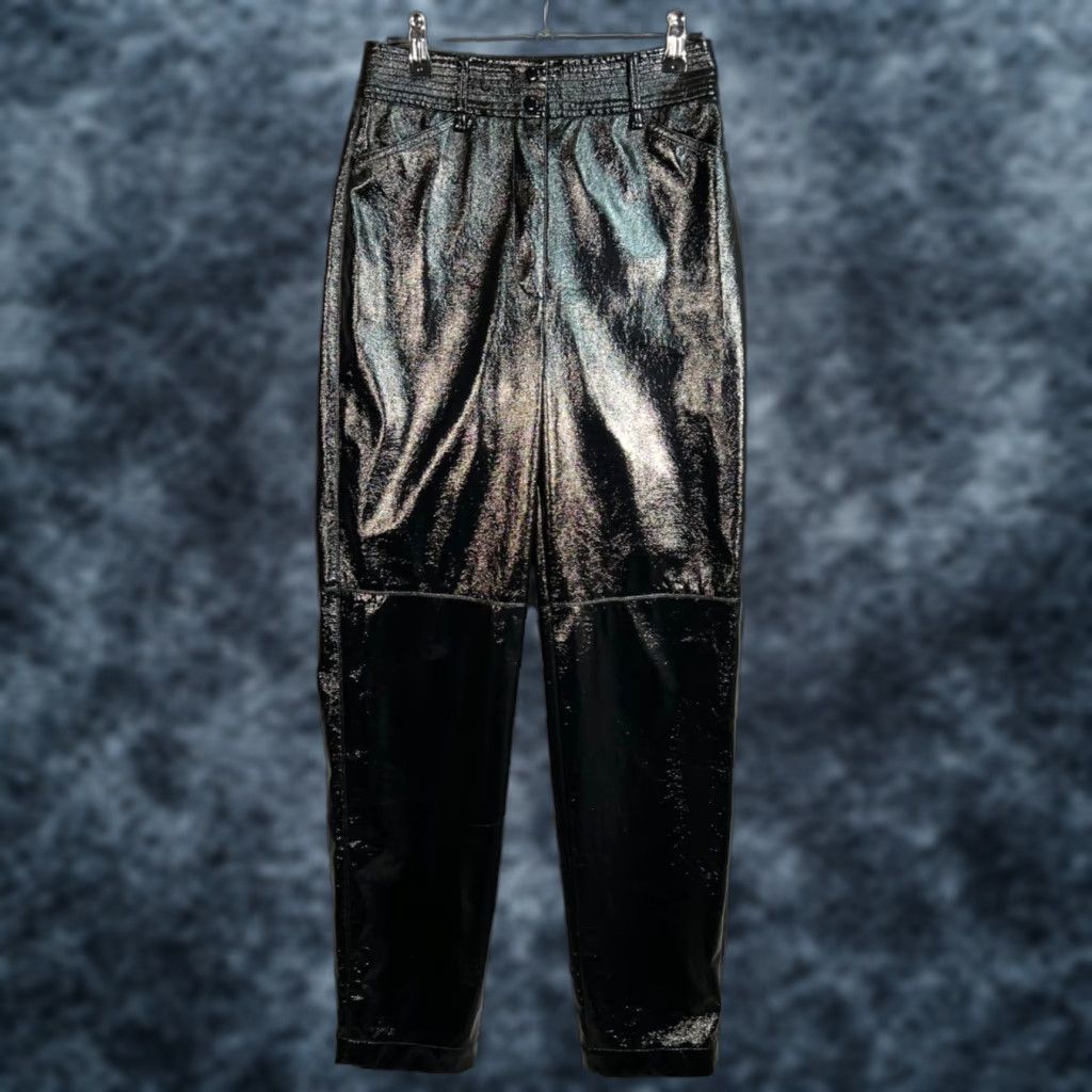 Vintage Wilfred Black High-Shine Faux Patent Leather Pants Size 2 High Rise Women's Pants Ankle Straight 32 Inseam Modern Wear Size 26" / US 2 / IT 38 - 1 Thumbnail