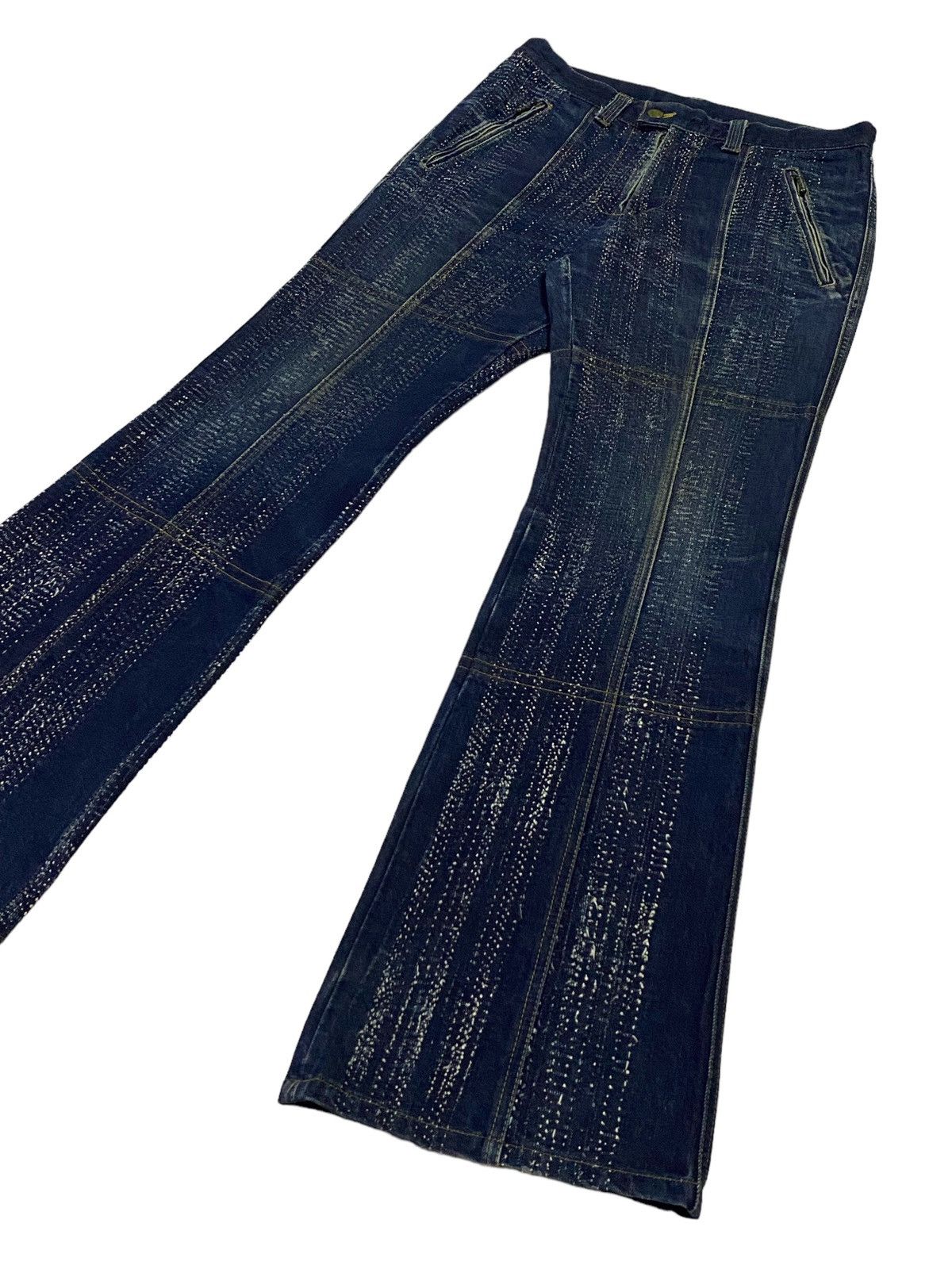 Tornado Mart Tornado Mart Flare Textile Boro Line Style Denim Pants Size US 30 / EU 46 - 22 Thumbnail