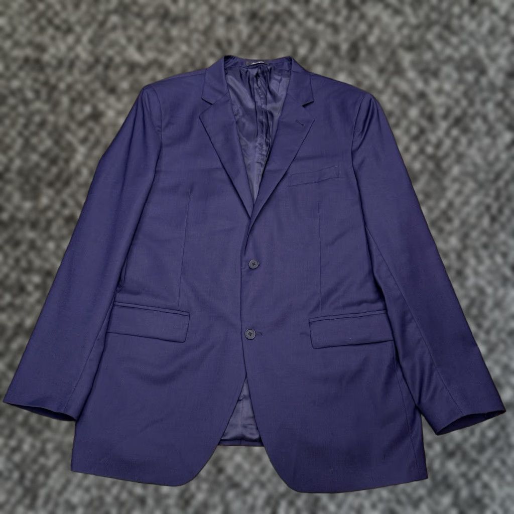 Nordstrom Nordstrom Sport Coat Blue Navy Wool Elastane 46 Long Notch Lapel Slim Fit Single-Breasted 2-Button Dry Clean Only Vent Blazer Men Size 46R - 1 Thumbnail