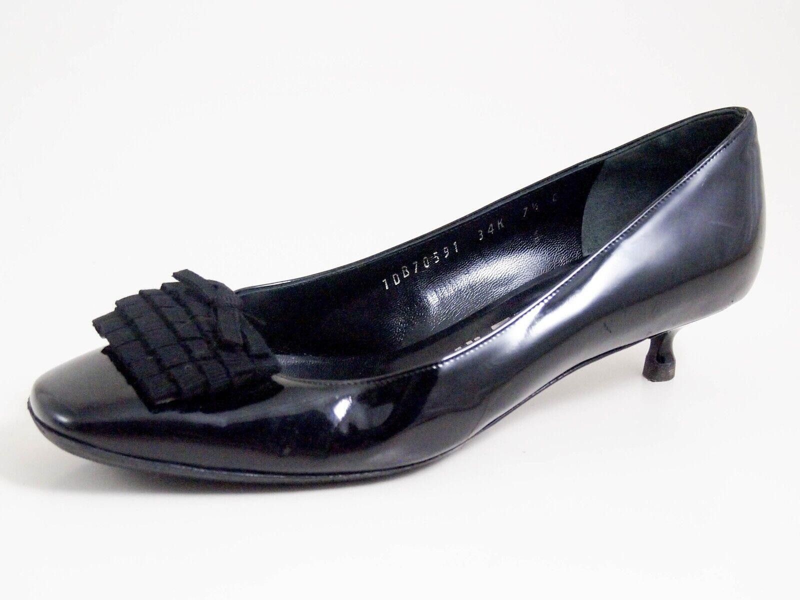 Salvatore Ferragamo Ferragamo Mid Heel Pumps Black Patent Leather US 7.5 EU 38 C Size US 7.5 / IT 37.5 - 1 Thumbnail