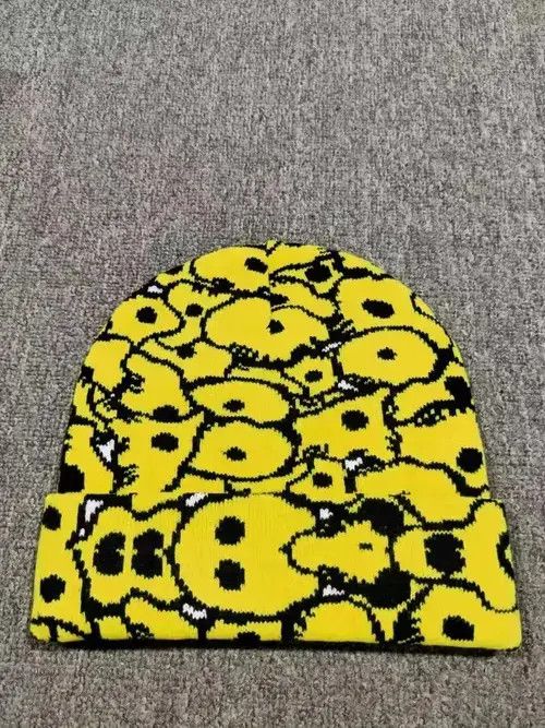 Other Star All Over Graphic Knit Beanie Hat Yellow Size ONE SIZE - 3 Thumbnail