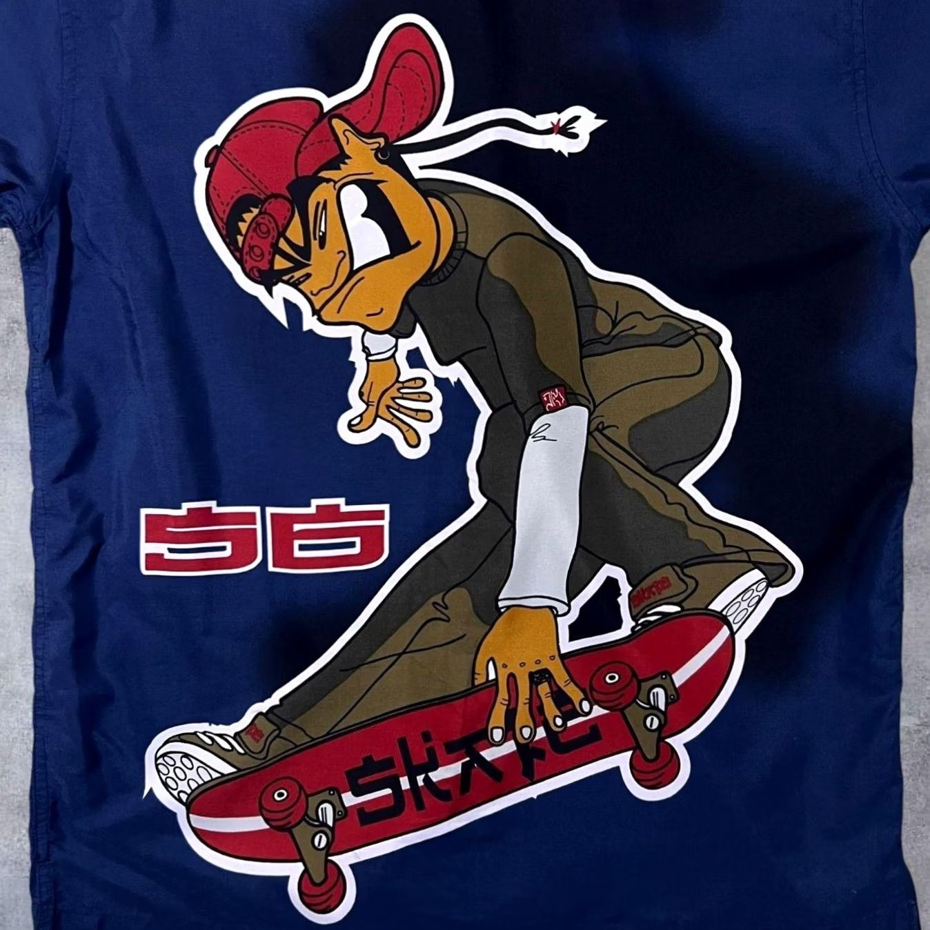 C&A C&A Early 00's Here & There Goth Y2K Skater Cartoon Graphic Blue Polyester Shirt S Mens Short Sleeve Button-Up Collared Size US S / EU 44-46 / 1 - 4 Thumbnail