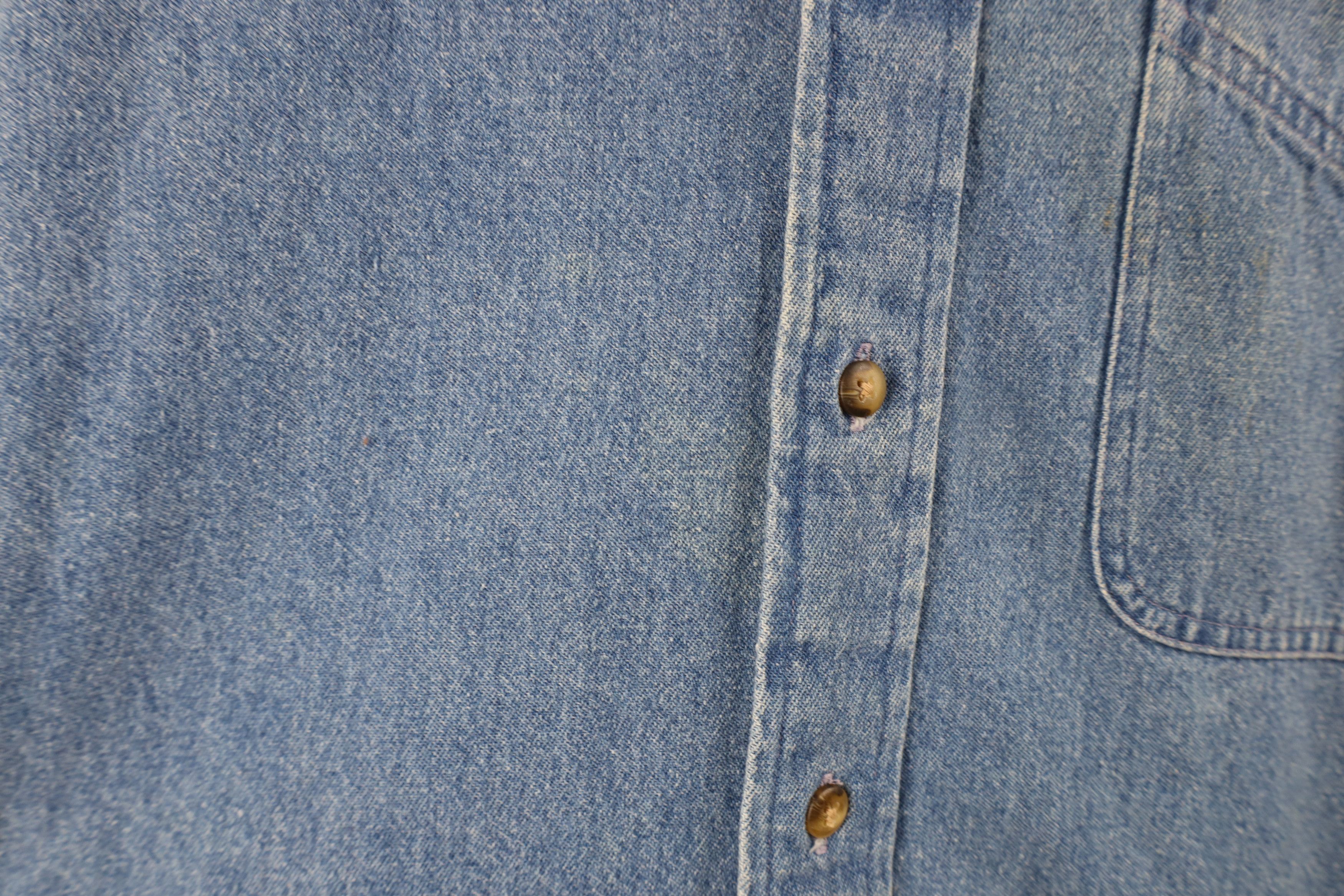 Vintage Vintage 90s Streetwear Heavy Denim Jean Button Down Shirt Size US XL / EU 56 / 4 - 6 Thumbnail