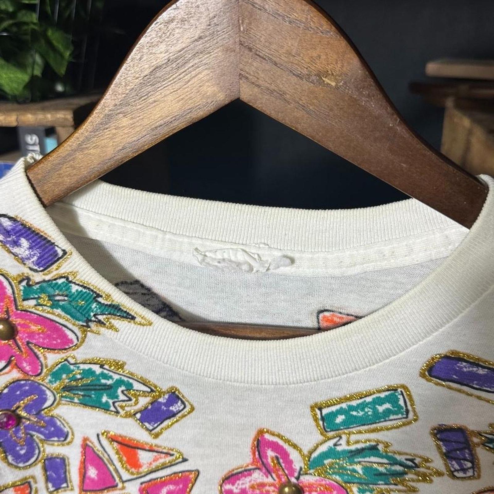 Hanes Vintage 90s Single Stitch AOP Flower Tee Womens Large Shirt Size L / US 10 / IT 46 - 3 Thumbnail