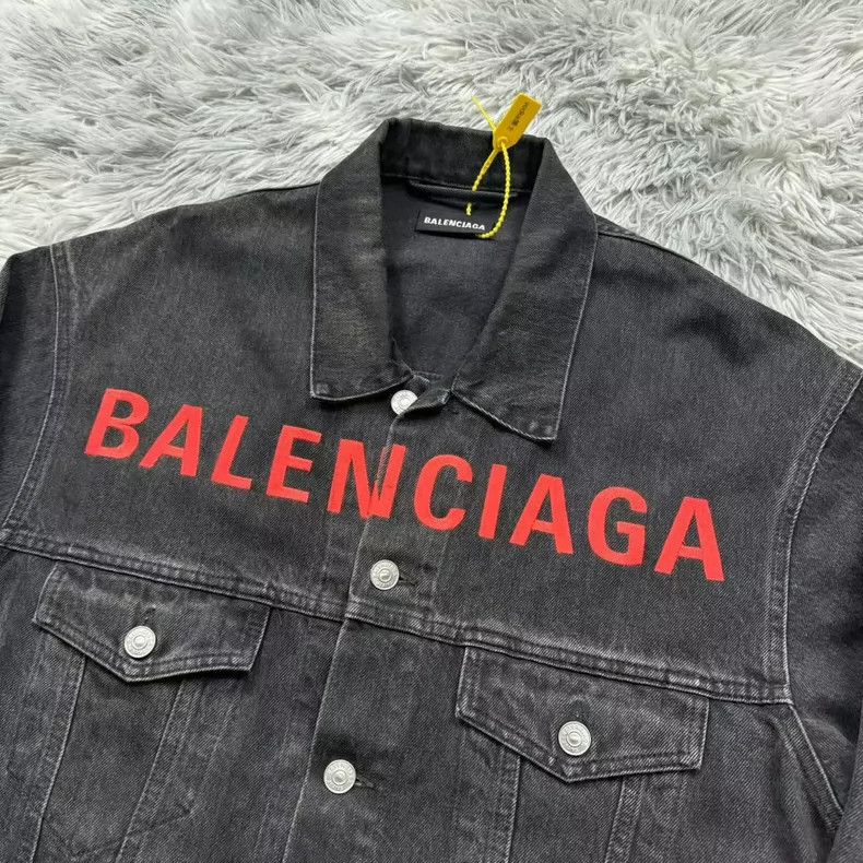 Balenciaga Balenciaga Embroidered Denim Jacket with Red Letters - dmc Size US XXL / EU 58 / 5 - 1 Thumbnail