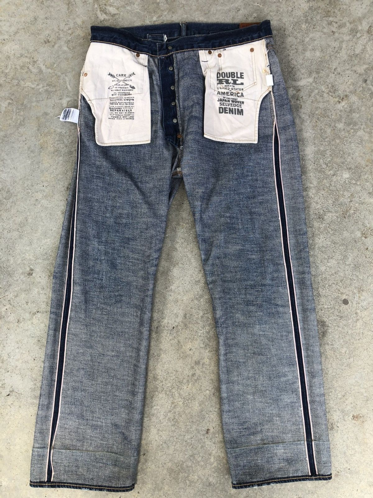 RRL Ralph Lauren Vintage Double RL 081 Selvedge Denim Buckle Back Distressed Size US 34 / EU 50 - 19 Thumbnail